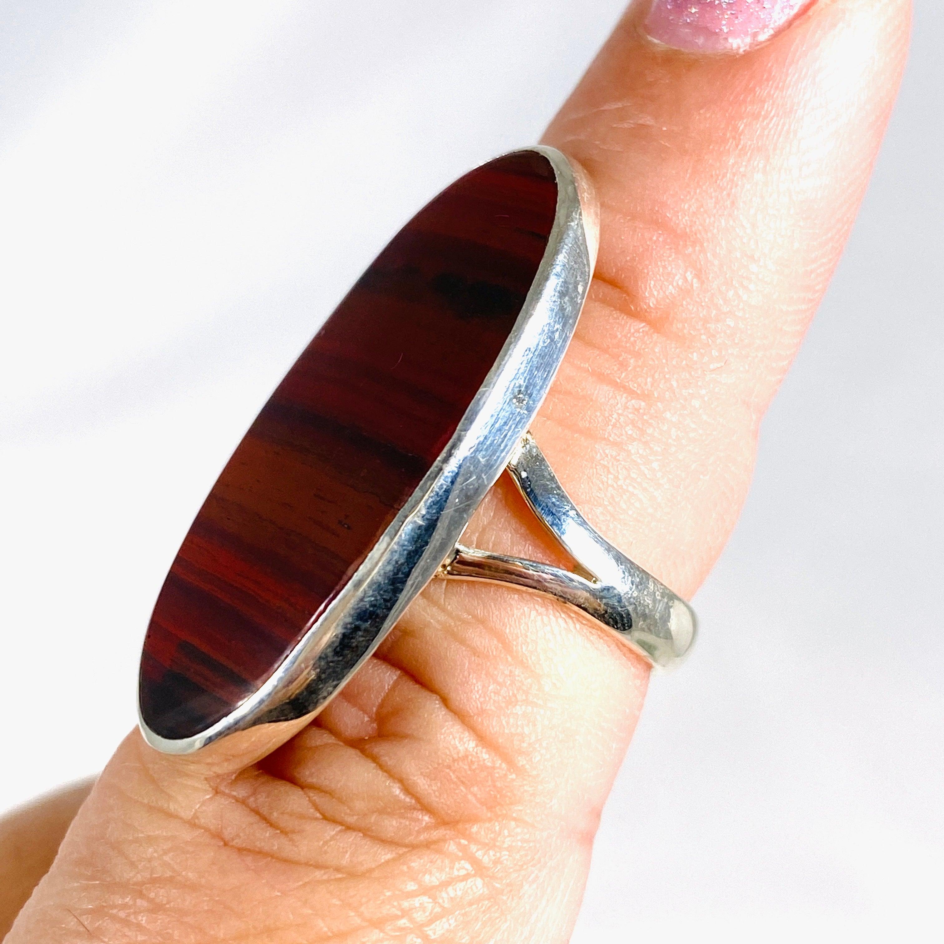 Natural Red Jasper Oval Ring for Women - Size 7 Healing Crystal Jewelry KRGJ3085 | Spiritual Gift, Meditation Accessory, Energy Balancing Fashion Statement