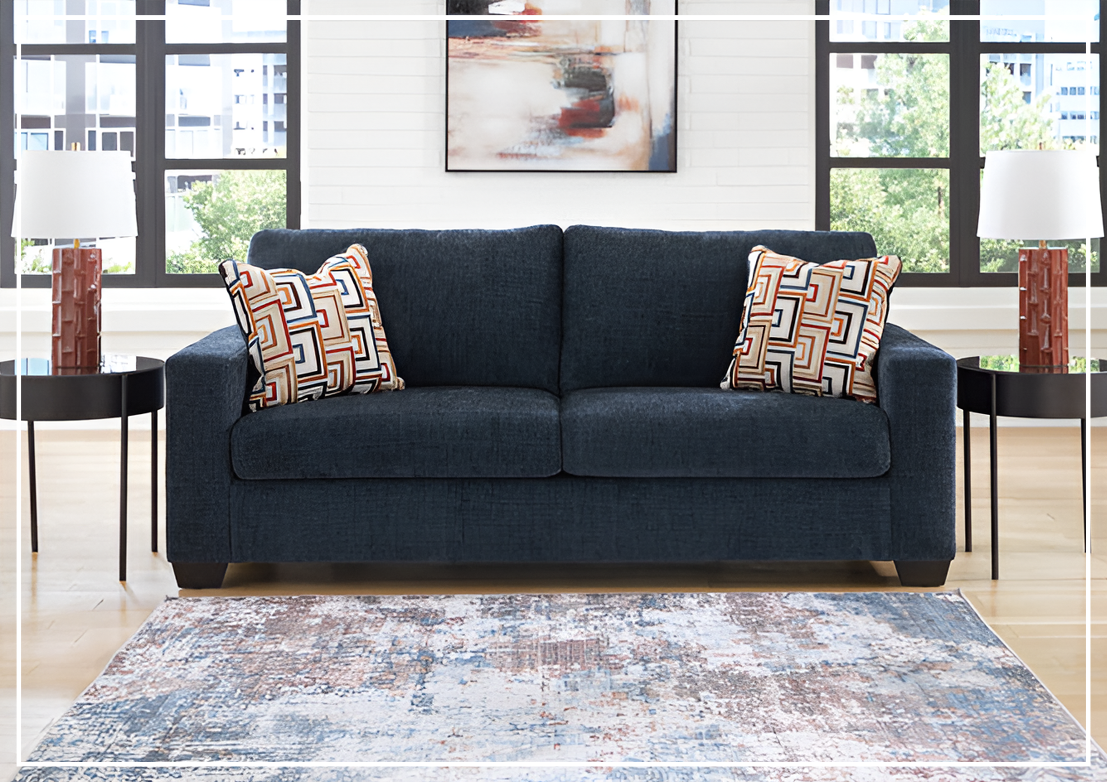 Gio Italia Amalfi Queen Fabric Sleeper Sofa with Accent Pillows - Convertible Bed & Comfortable Seating for Small Spaces, Guest Rooms & Apartments