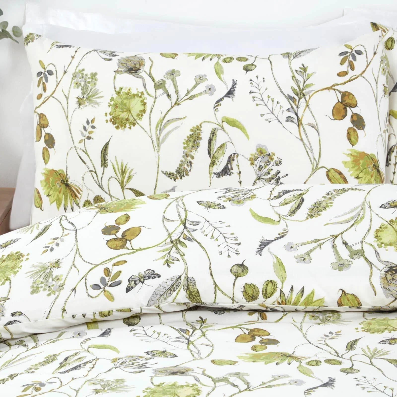 Sundour Grove Duvet Cover Set - Soft & Breathable 100% Cotton Bedding - Queen Size, Fennel Green - Perfect for Master Bedroom, Guest Room & Cozy Home Decor