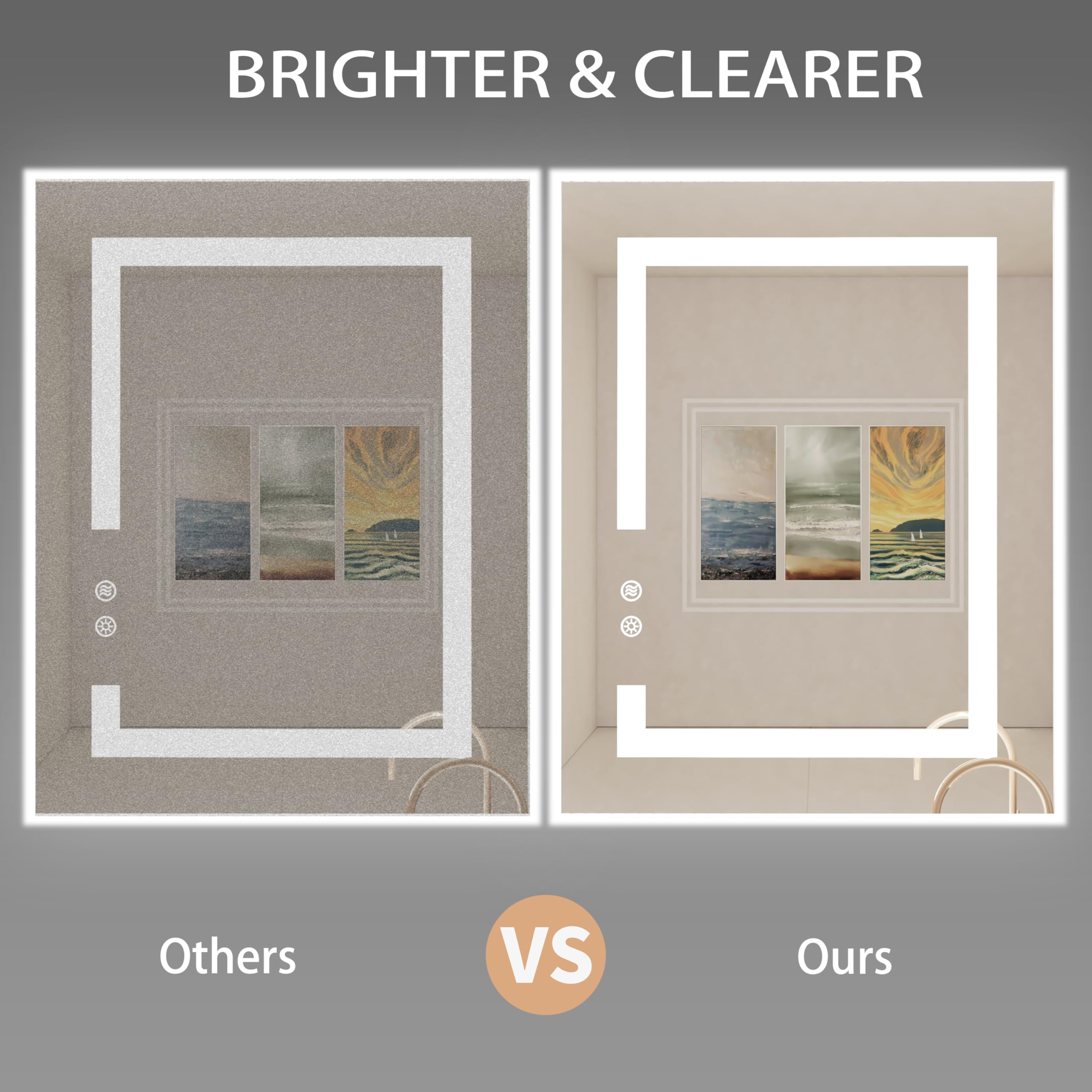32 x 24 Inch LED Bathroom Vanity Mirror with Dimmable 3-Color Lighting - Wall Mounted Anti-Fog Makeup Mirror with Touch Switch (Front & Backlit) - Perfect for Home Bathroom, Dressing Room and Professional Salon Use