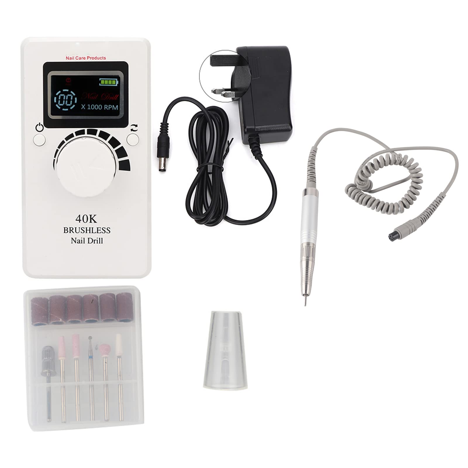 Professional Electric Nail Drill Kit - 40000RPM High Speed Nail Grinder & Polisher for Manicure & Pedicure, Nail File Pen for Finger & Toe Care (UK Plug) | Perfect for Salon, Home & Travel Nail Care