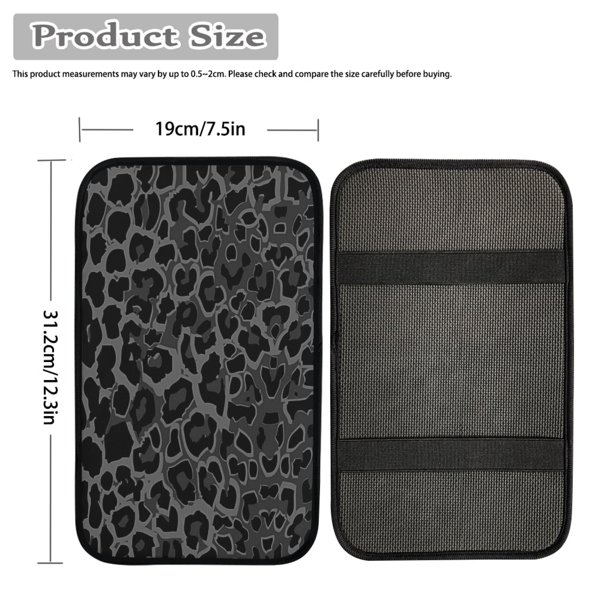 UNICEU Universal Car Center Console Armrest Pad Cover - Soft Cushion Mat for SUV, Truck & Vehicle Accessories (Black, Gray, Leopard) | Comfort Upgrade for Long Drives & Commuting