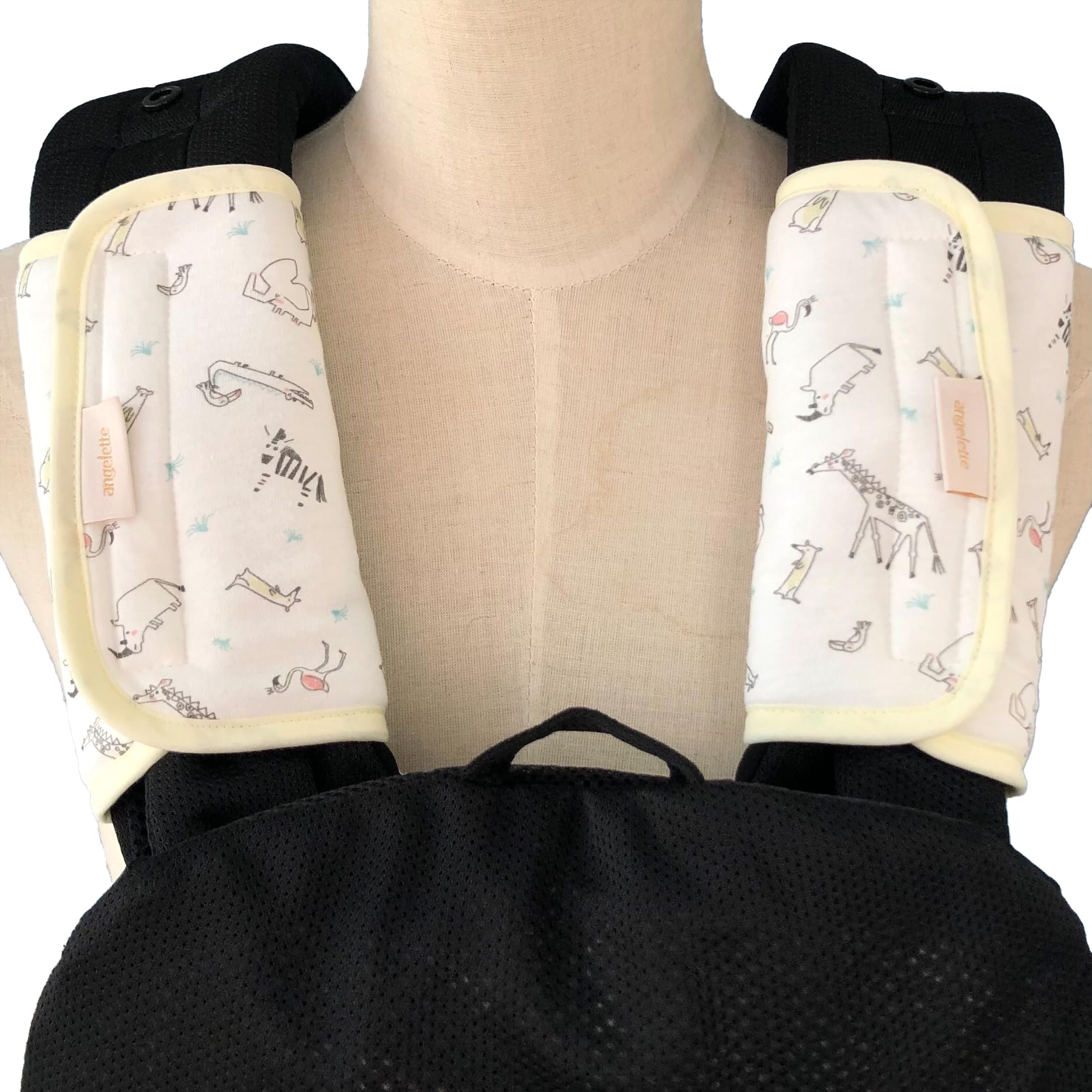 Angelette Reversible Baby Carrier Sucking Pads - Soft Drool & Teething Pads for Car Seat Straps, Stroller Belts - Machine Washable (Animal Print) - Perfect for On-the-Go Parents & Teething Infants