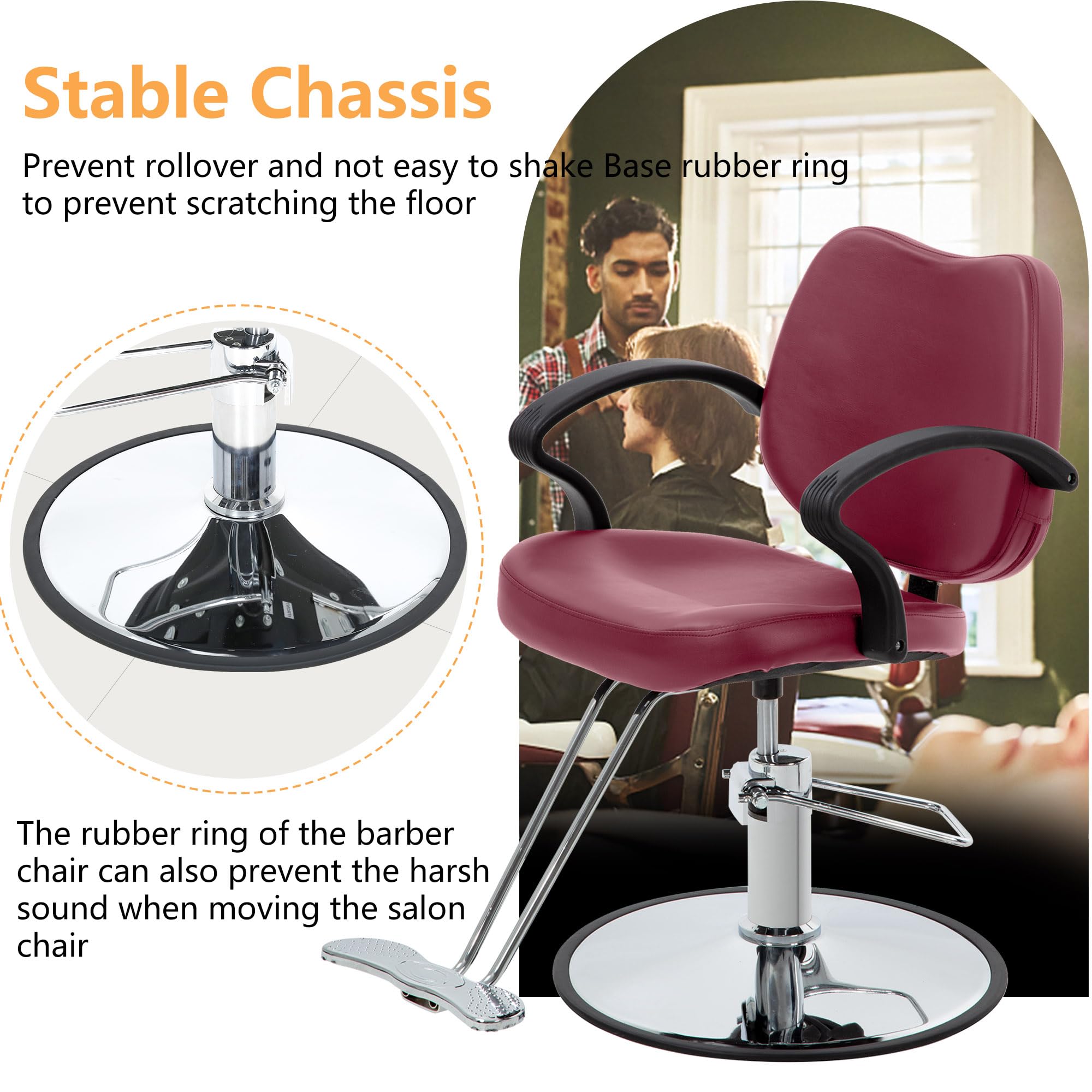 Professional Hydraulic Barber Chair - Heavy Duty Salon Styling Chair with Adjustable Hydraulic Pump for Hair Stylists (Men & Women) - Perfect for Barber Shops, Salons & Home Use