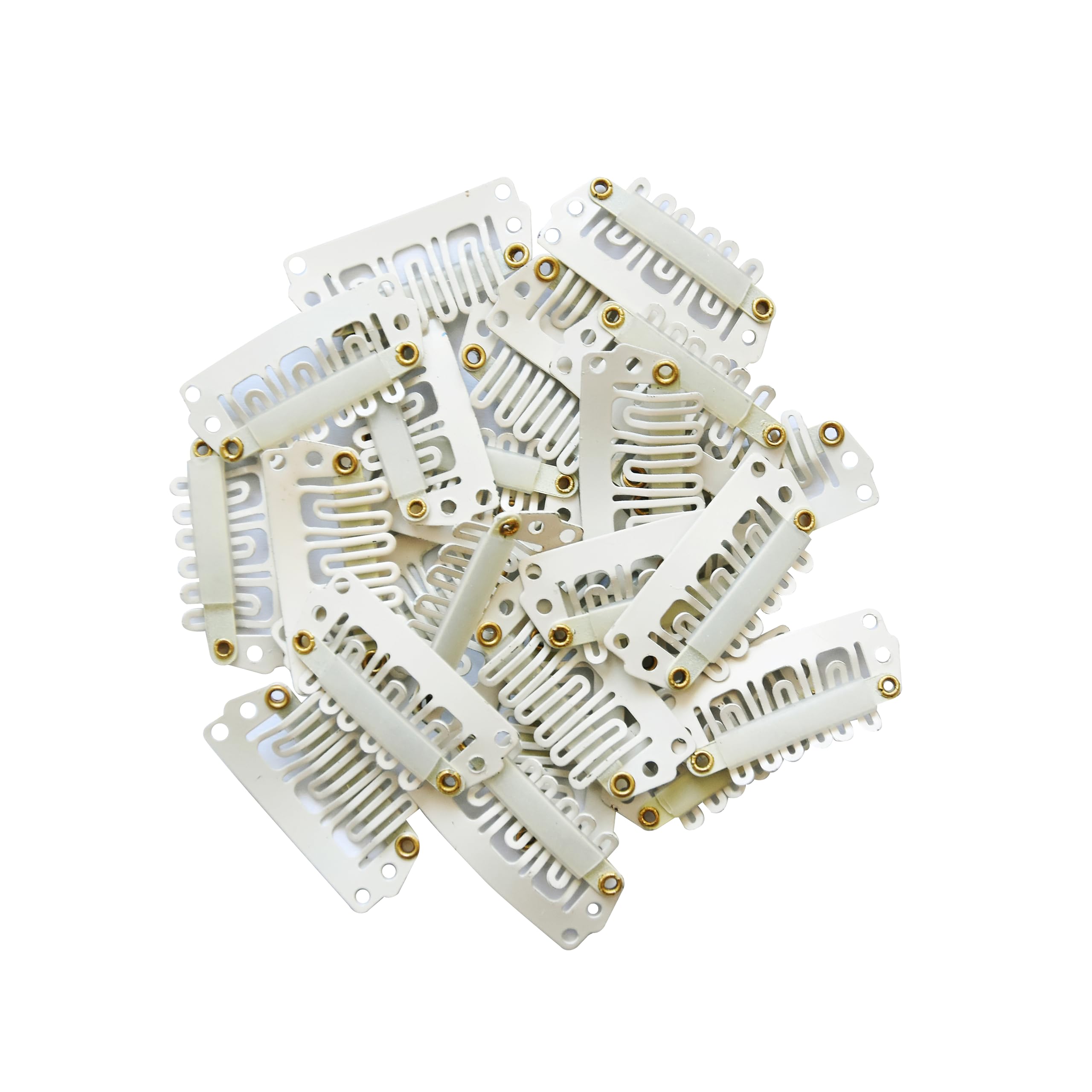 24-Pack 28mm 6-Teeth Metal Hair Clips with Rubber U-Shape Snap - Blonde Hair Extensions Clips for Weaves, Wigs & Braids - Secure Hold for Styling & Hairpieces
