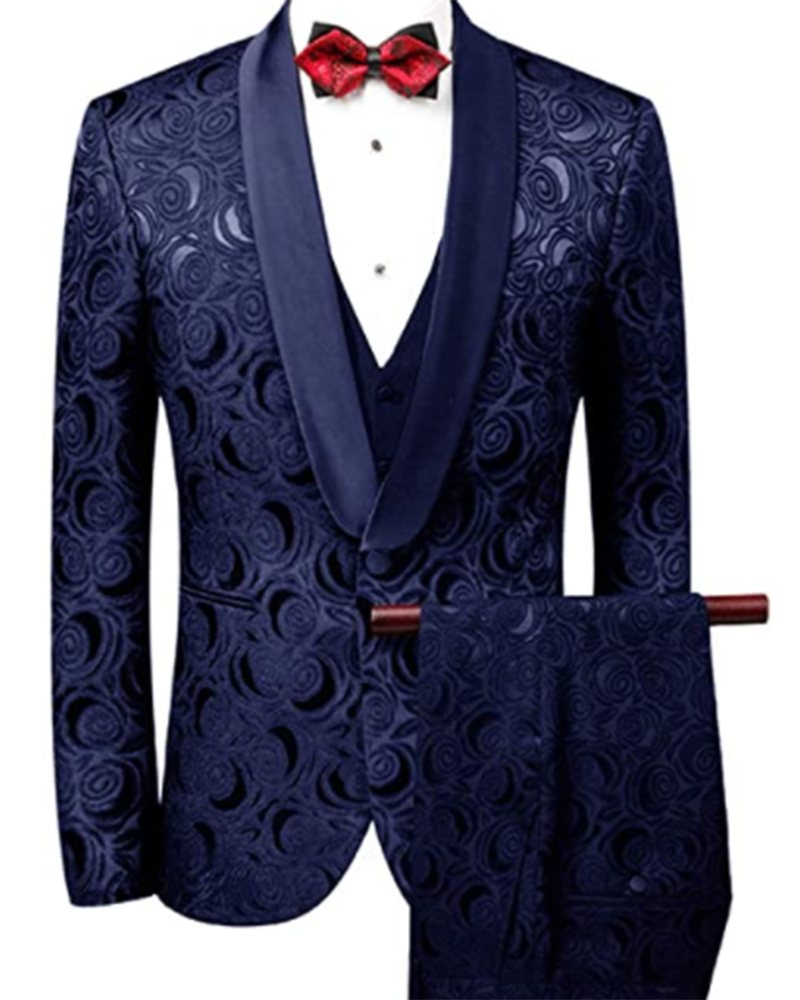 Premium Navy Blue Tuxedo Suit Set for Groom - 3 Piece Wedding Suit (Jacket, Pants & Vest) | Formal Attire for Weddings, Prom & Special Occasions - CB10929
