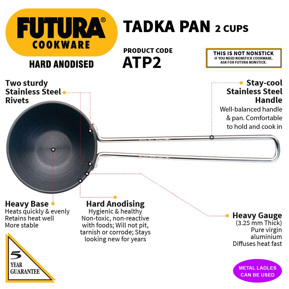 FUTURA Anodized Aluminum Heating Pan - 4.72 Inch Nonstick Cookware for Induction Stovetops - Perfect for Searing, Frying & Sauteing - Black