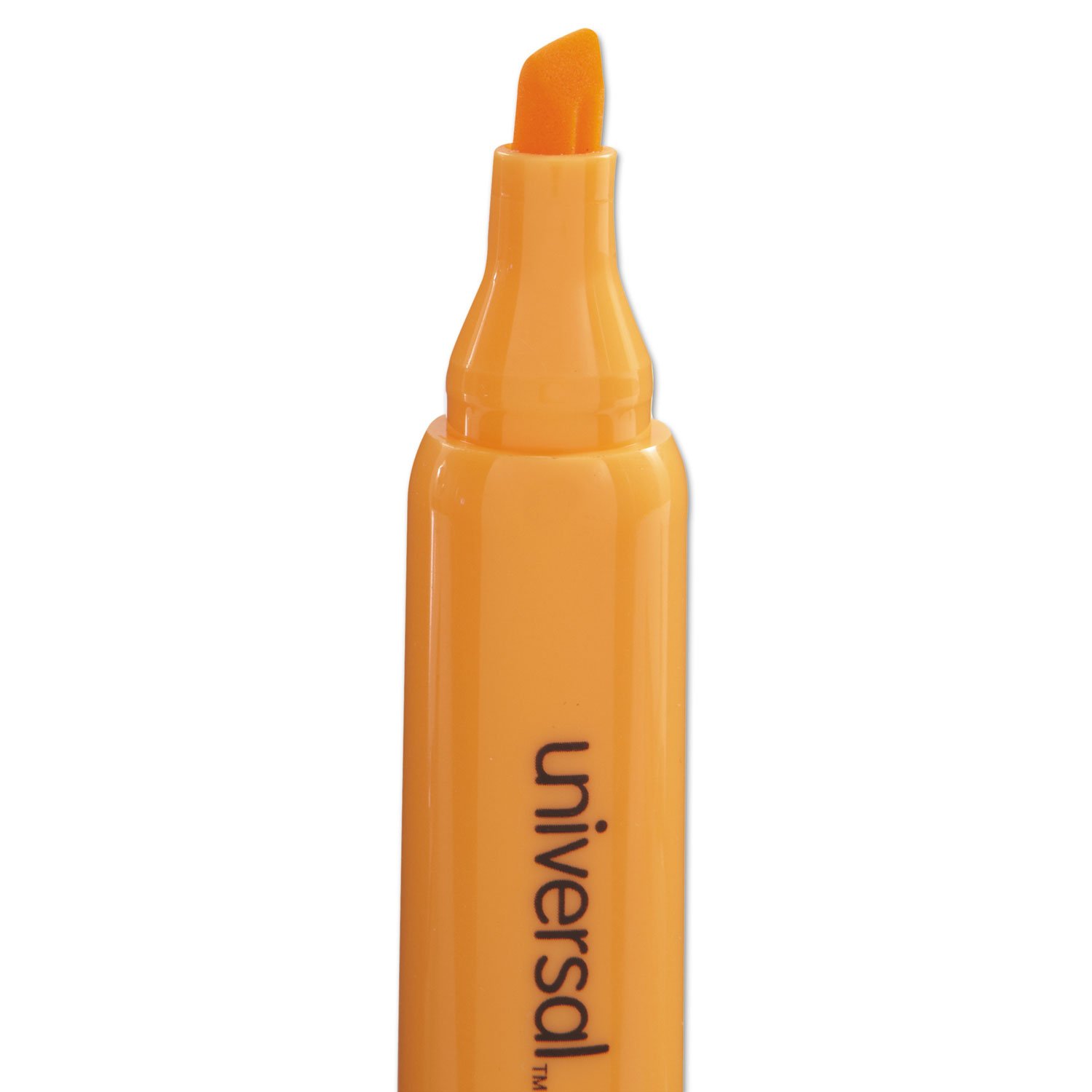 Universal Desk Highlighters - Fluorescent Orange Ink, Chisel Tip, Orange Barrel (12-Pack) - Perfect for Office, School & Study Note-Taking