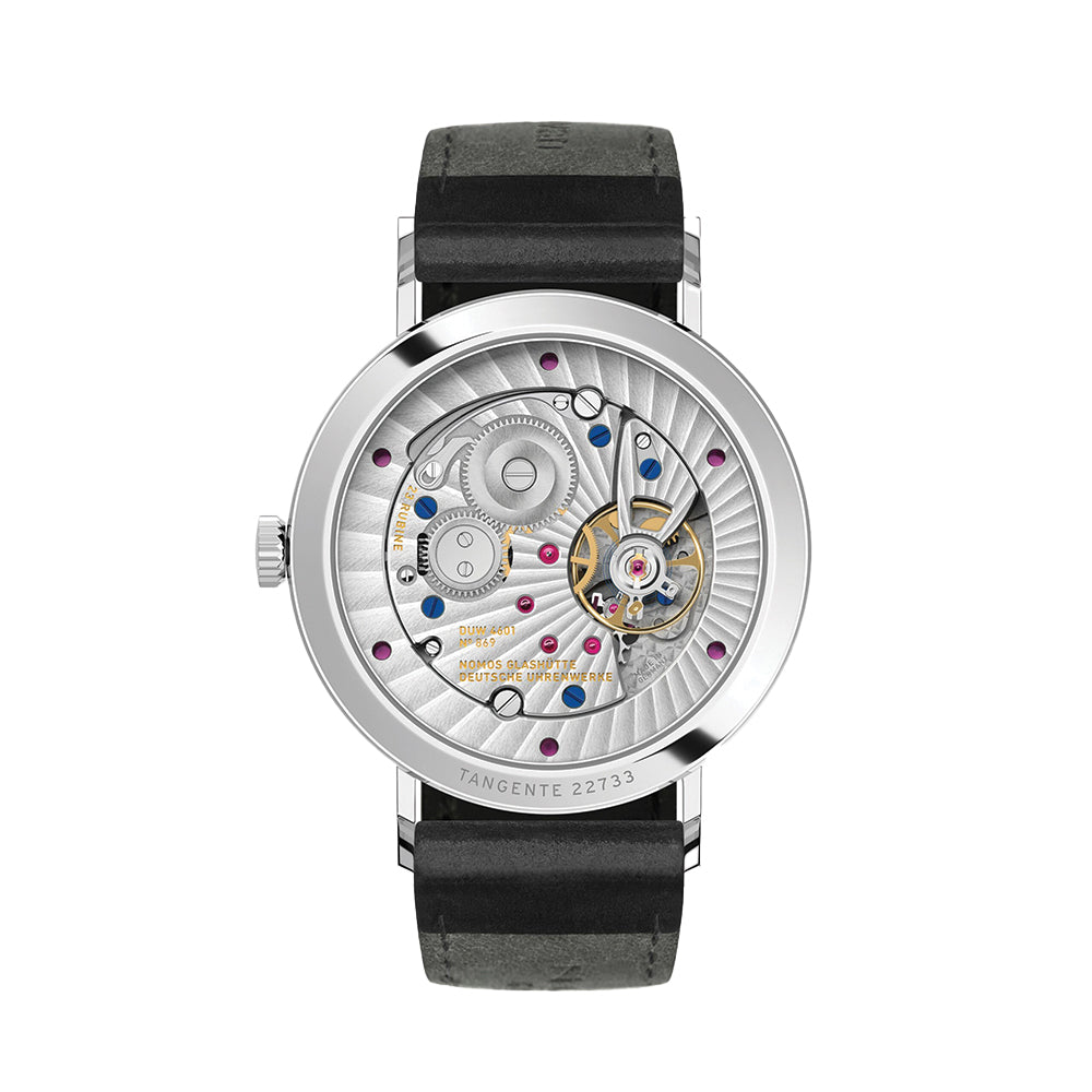 NOMOS Tangente 2Date 37.5mm Silver Dial Leather Strap Watch - Minimalist German Design for Business & Formal Occasions