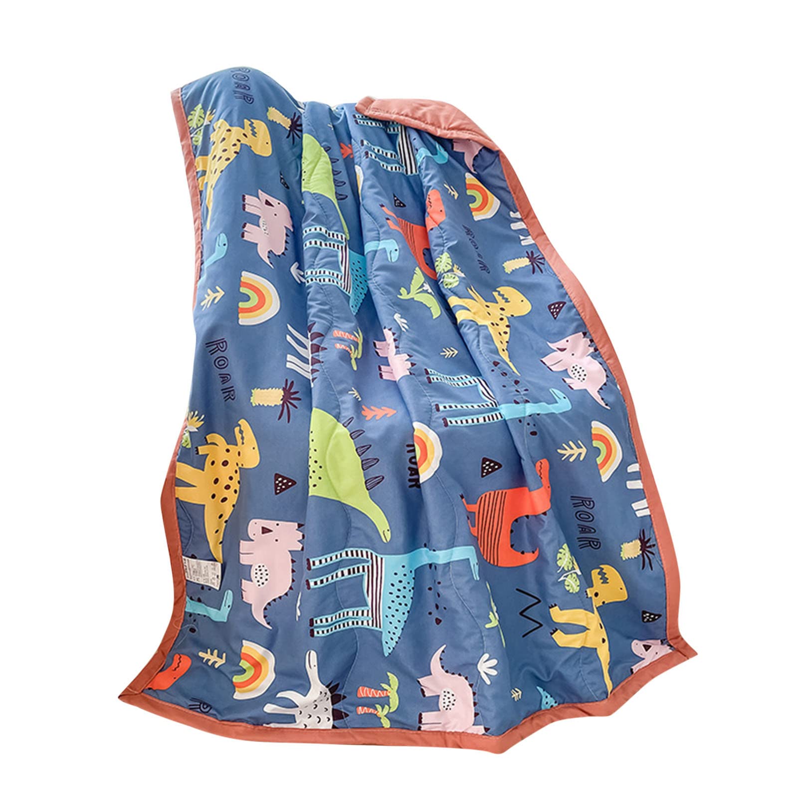 QQtangYA Kids Summer Quilt - Breathable Washed Cotton Cooling Blanket for Air Conditioning - Lightweight Thin Bed Cover for Boys & Girls - Perfect for Nursery, Daycare or Travel (One Size, Floral)