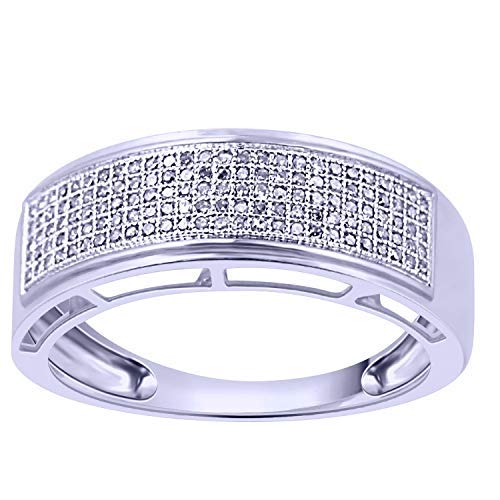 0.3 Ct Round Cut Diamond Ring for Men - .925 Sterling Silver Wedding Band, High Polish & Comfort Fit - Elegant Simple Design for Engagement, Anniversary & Daily Wear
