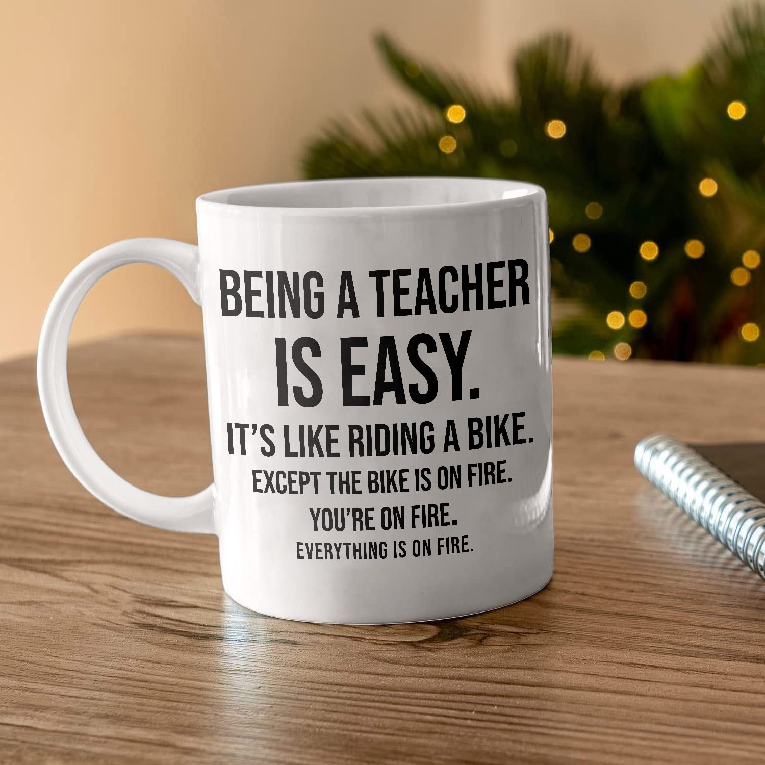 Funny Teacher Coffee Mug - 'Being a Teacher Is Easy' Humor Ceramic Cup (11oz/15oz) - Perfect Gag Gift for Educators, Back to School, Appreciation & Retirement - White Ceramic Mug for Classroom, Office & Home Use