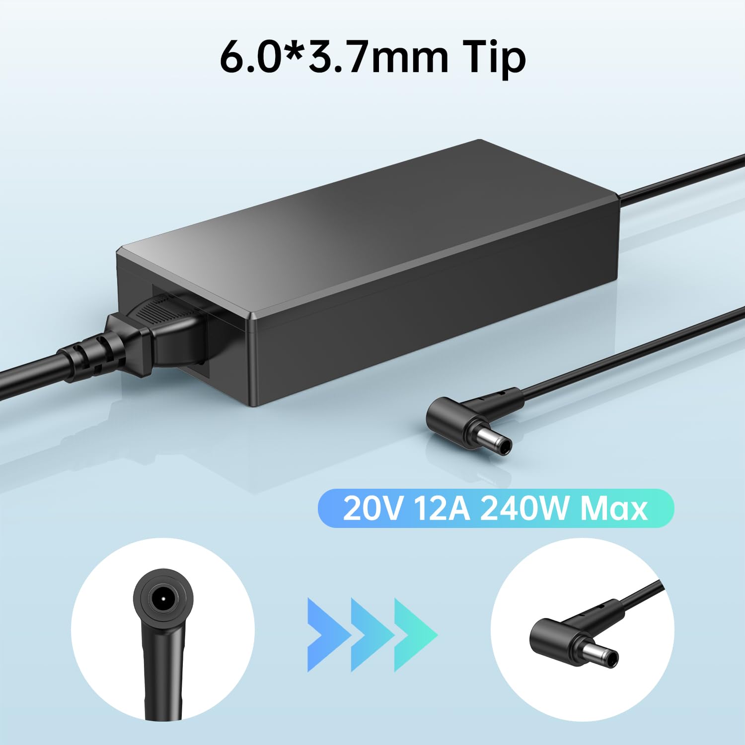 240W Zephyrus Charger ADP-240EB Replacement for Asus ROG Zephyrus G14/G15/M16/G16/S15/S17, ROG Flow X16 GV601, ROG Strix Scar - Fast Charging Laptop Power Adapter for Gaming, Work & Travel