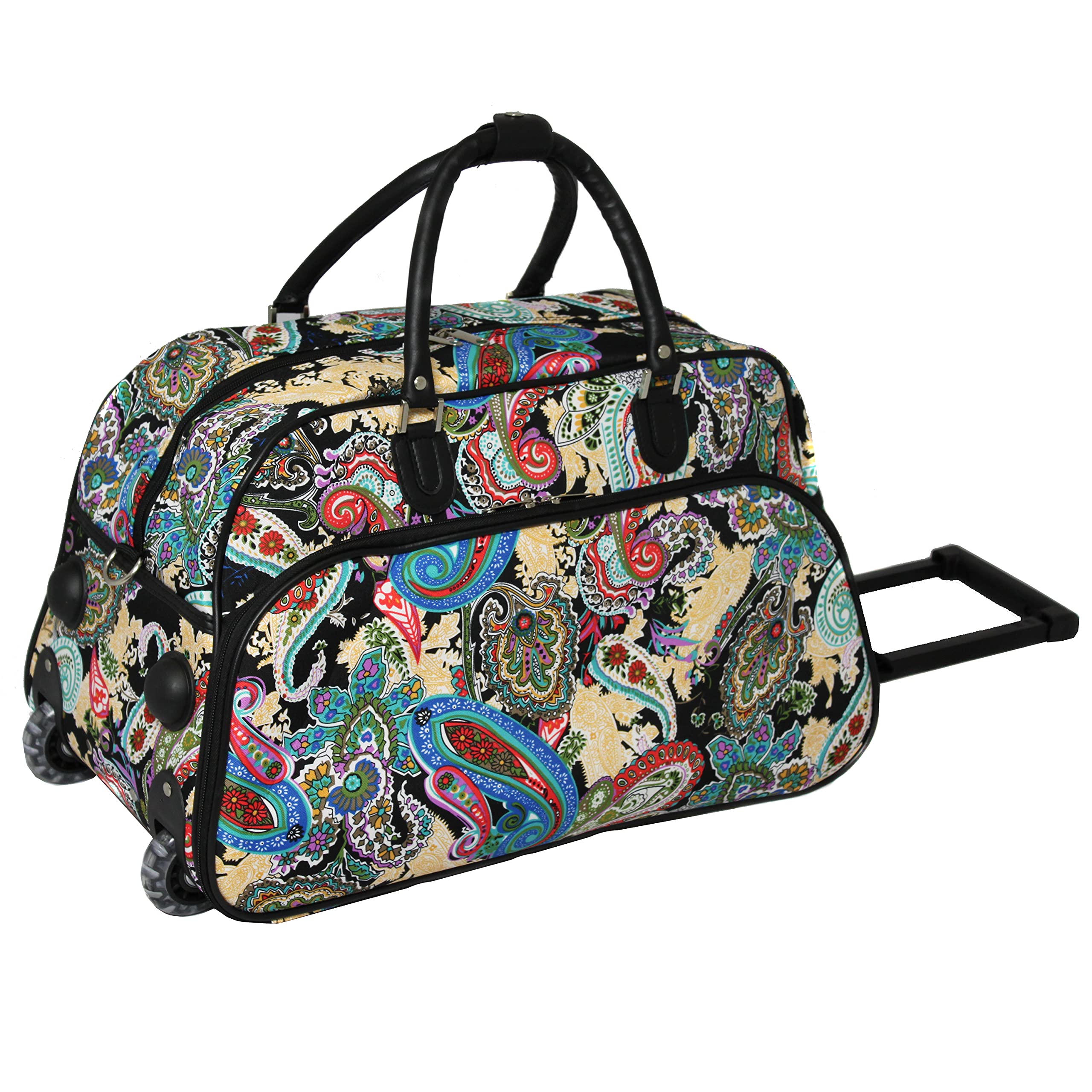 World Traveler Classic Prints 21-Inch Carry-On Rolling Duffel Bag - Multi Paisley Luggage for Air Travel & Weekend Getaways | Lightweight Spinner Suitcase with Durable Wheels
