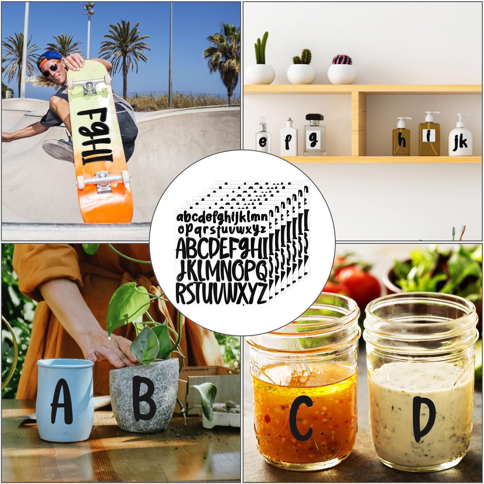 416pcs Self-Adhesive Alphabet Letter Stickers - 8 Sheets with 1