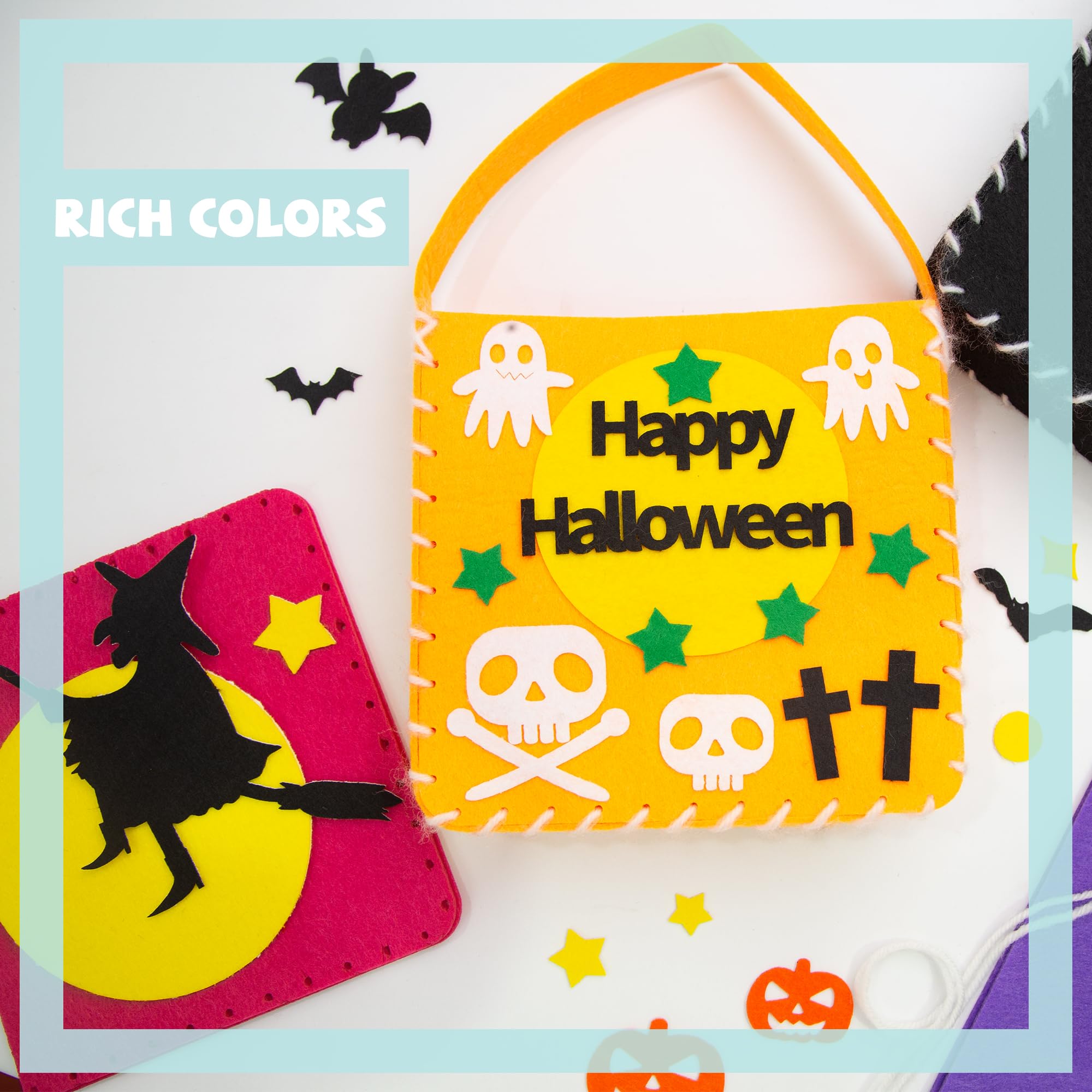 DIY Kids Sewing Kit - Make 6 Felt Trick or Treat Bags | Creative Felt Crafts for Children | Birthday & Halloween Gift for Girls | Perfect for Craft Parties, Homeschool Activities & Creative Play