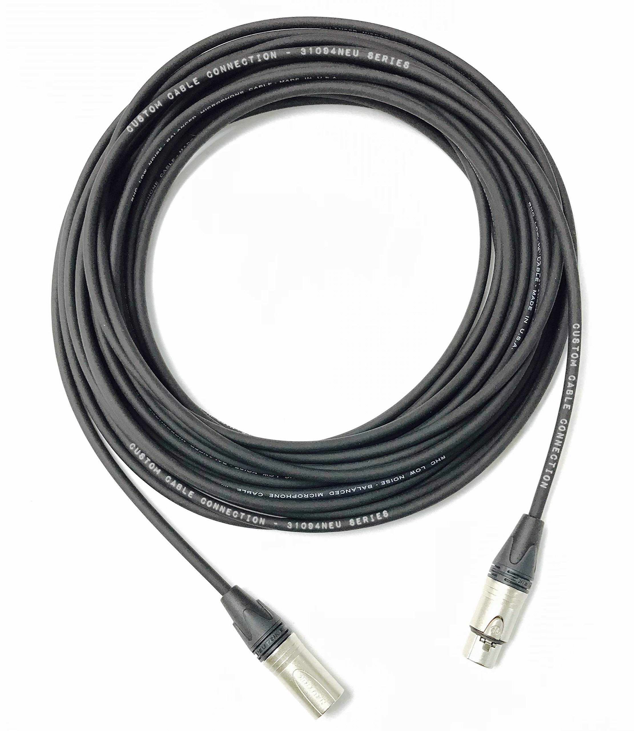 200ft Professional XLR Microphone Cable - Balanced Audio Cable with Neutrik NC3MXX Male & NC3FXX Female Connectors - Ideal for Studio Recording, Live Performances, and PA Systems