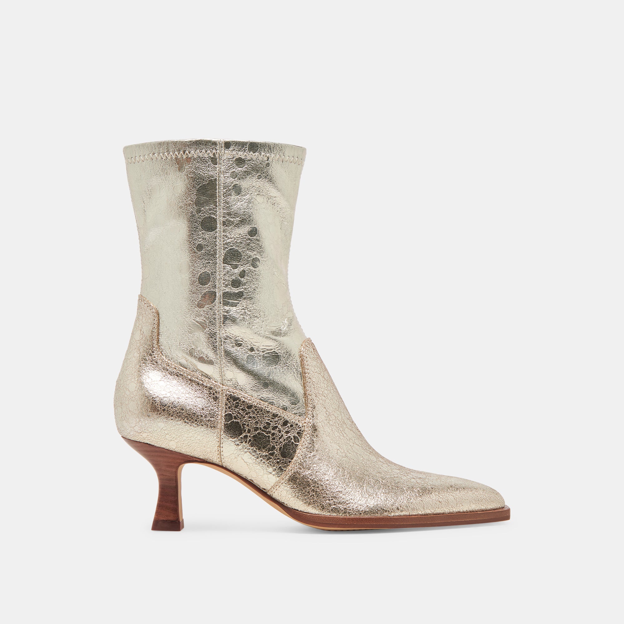 ARYA Wide Calf Boots for Women - Light Gold Distressed Leather Ankle Boots - Comfortable & Stylish for Fall, Winter, and Casual Outfits