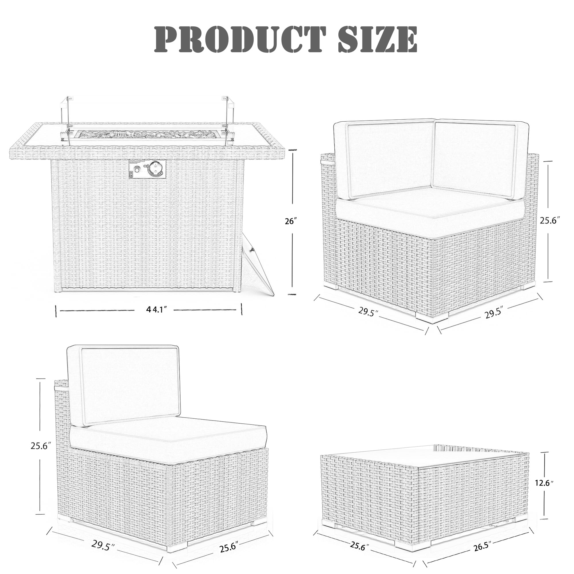 LayinSun 8-Piece Outdoor Patio Furniture Set with 44