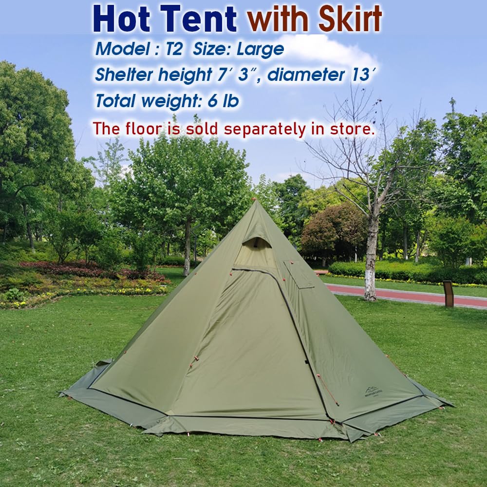 4 Person 5lb Lightweight Tipi Hot Tent with Stove Jack - 7'3