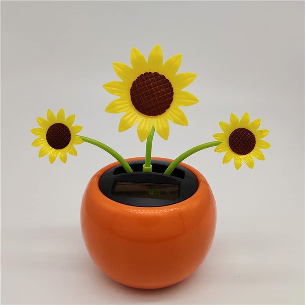 Solar Dancing Sunflower Toy - Apple Blossom Solar Powered Car Decor, Window Sill Ornament with Honey Bee Swing - Perfect for Car Dashboard, Home Office Desk & Garden Decoration