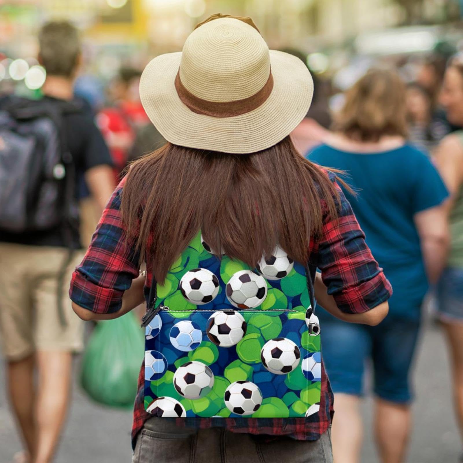 Stylish Travel Backpack for Women & Men - Durable Floral Soccer Ball Design Backpack for School, Work, Gym & Outdoor Adventures