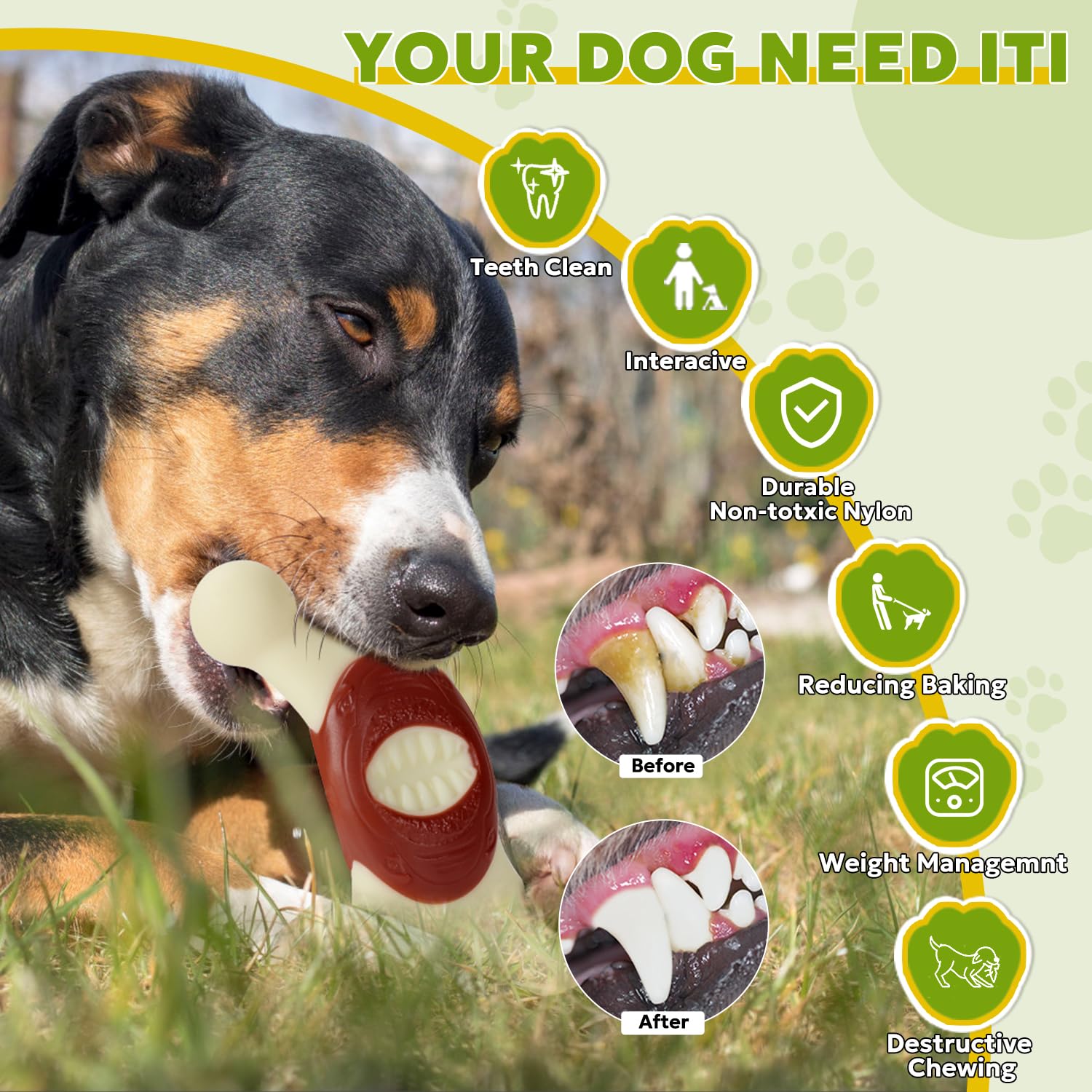 Indestructible Dog Chew Toys for Aggressive Chewers - Durable Bacon Flavored Toys for Large & Medium Breed Dogs - Keeps Pets Entertained - Perfect for Crate Training, Anxiety Relief & Playtime
