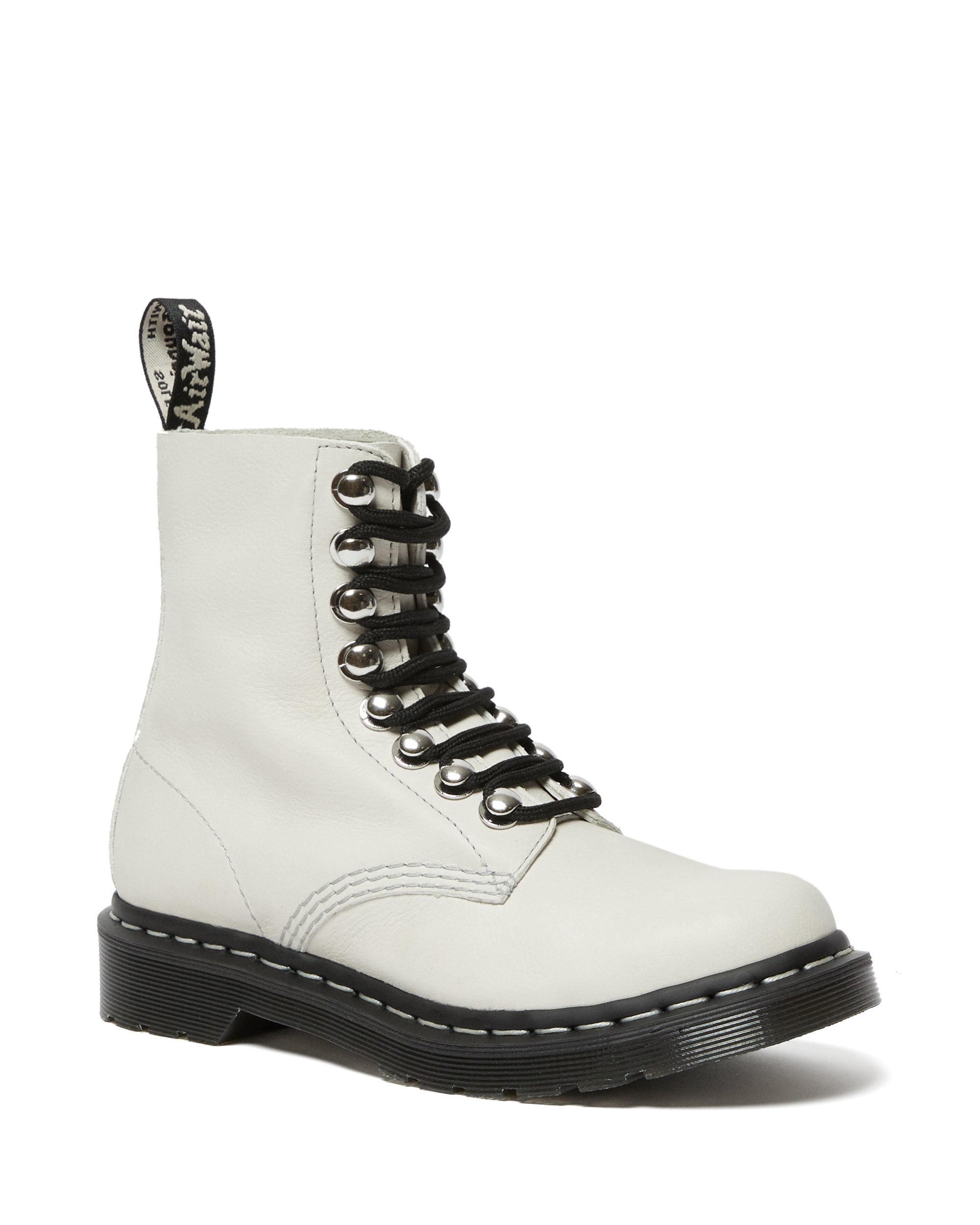 Dr. Martens 1460 Pascal HDW Bone Virginia Leather Boots - Classic 8-Eye Combat Boots for Men & Women - Perfect for Punk, Goth & Everyday Street Style