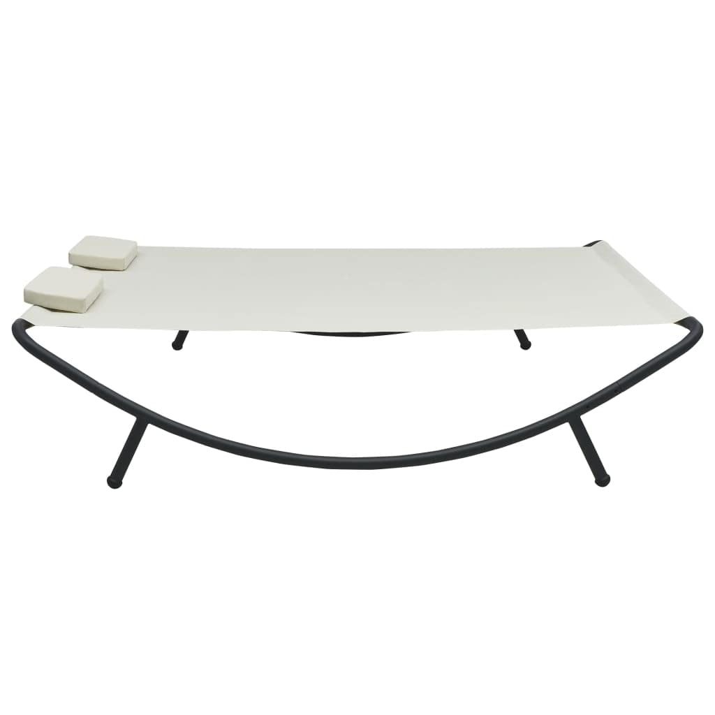 Premium Adjustable Reclining Patio Lounge Bed - Outdoor Sunbathing Chair for Poolside, Beach, Garden & Lawn - Cream Fabric - Perfect for Relaxing, Tanning & Lounging