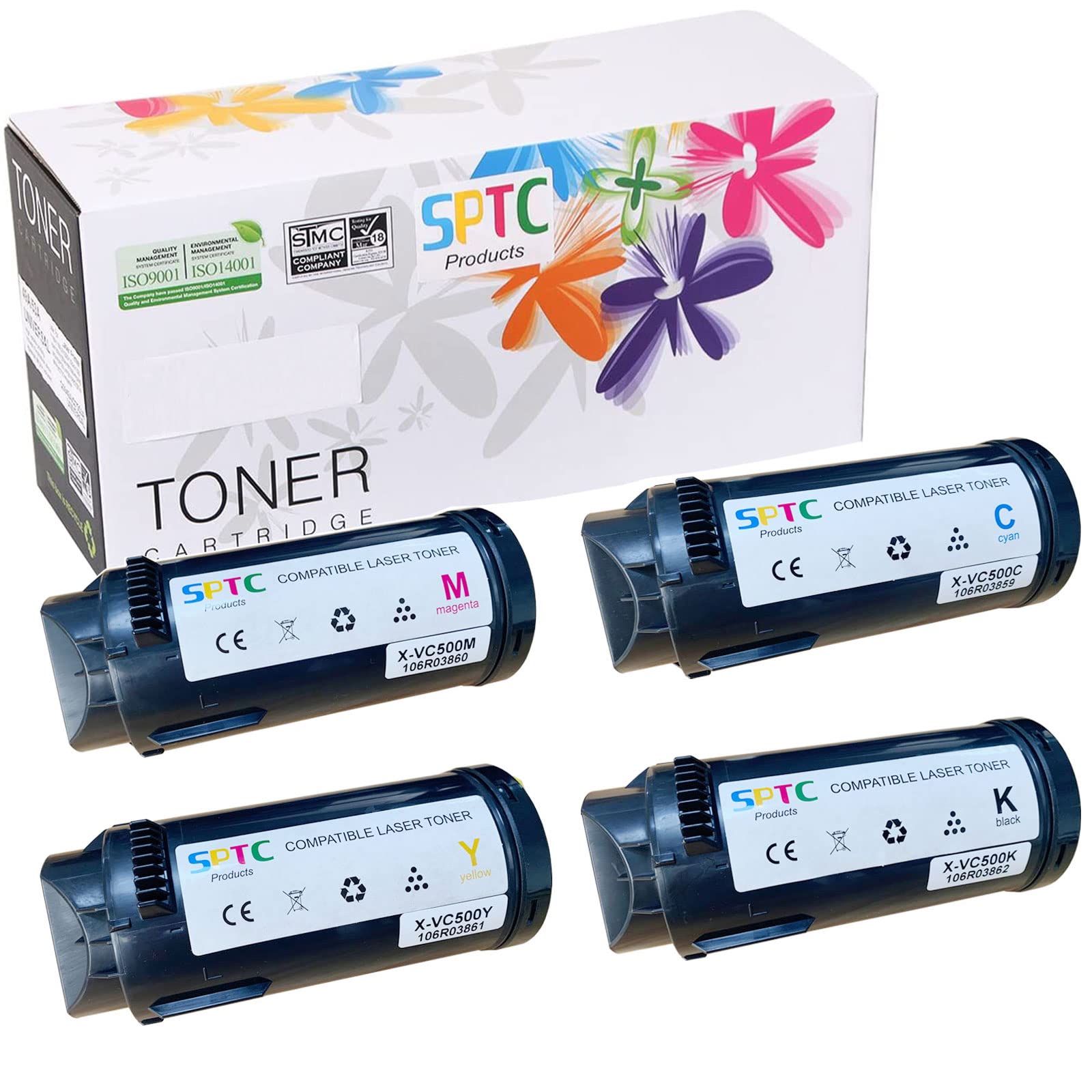 Xerox VersaLink C500 C505 C500DN C500N C505X C505S Compatible Toner Cartridge (106R03862, 106R03859, 106R03860, 106R03861) - 4 Color Set for Home & Office Printing