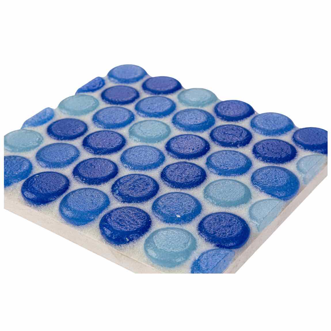 Fluid Blue Penny Recycled Glass Tile - Eco-Friendly Mosaic for Kitchen Backsplash, Bathroom Wall & Pool Designs