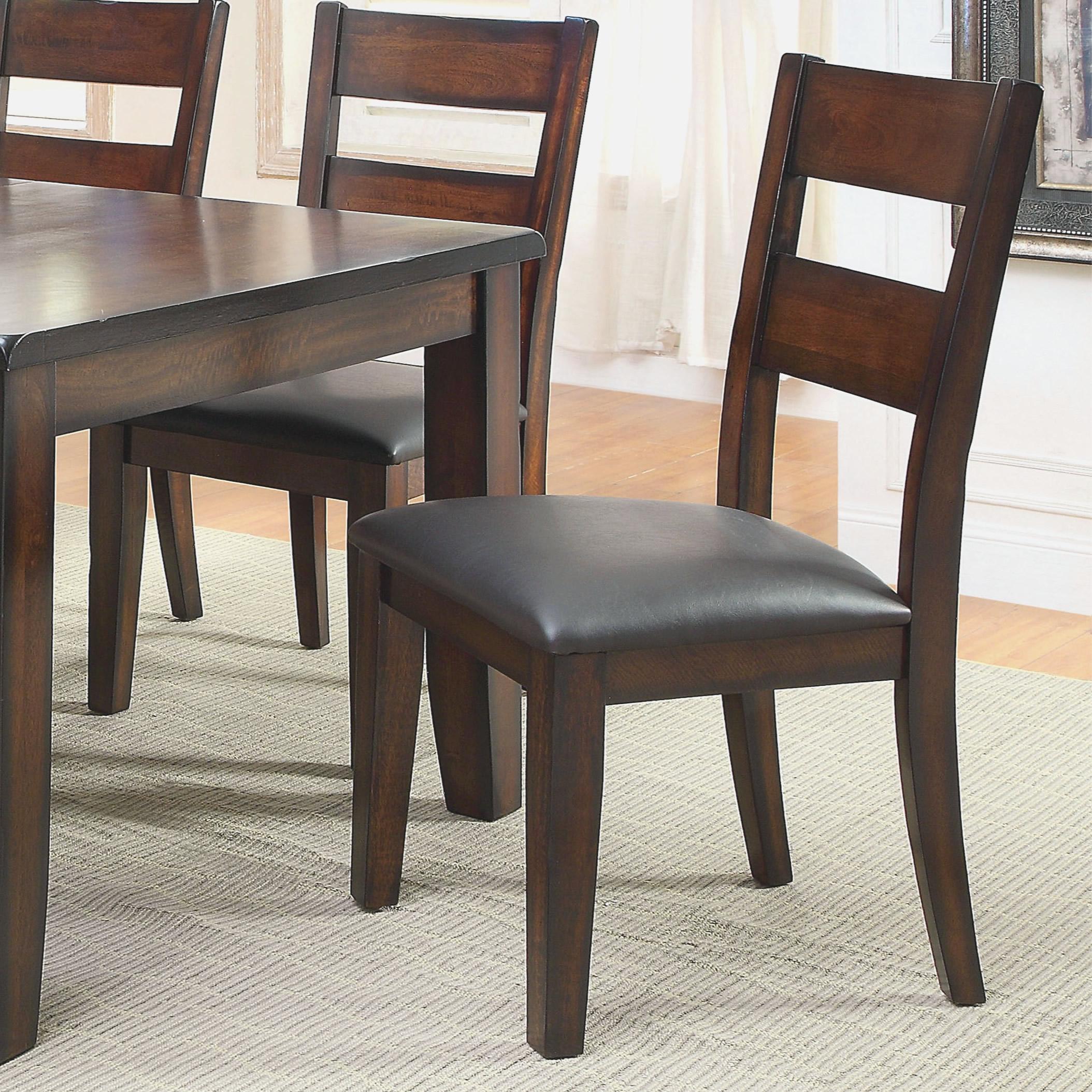 Dark Cherry Finish Solid Wood Transitional Style Kitchen Dining Chairs Set of 2 - Bold & Sturdy Design with Padded Leatherette Seats - Perfect for Dining Room, Kitchen Island, or Breakfast Nook