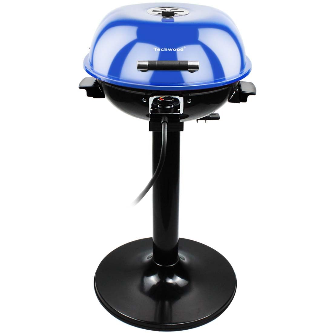 Techwood 1600W Electric Grill for Indoor & Outdoor Use - Portable BBQ Grill with Removable Stand - Perfect for Backyard, Camping & Tailgating Parties (Blue)