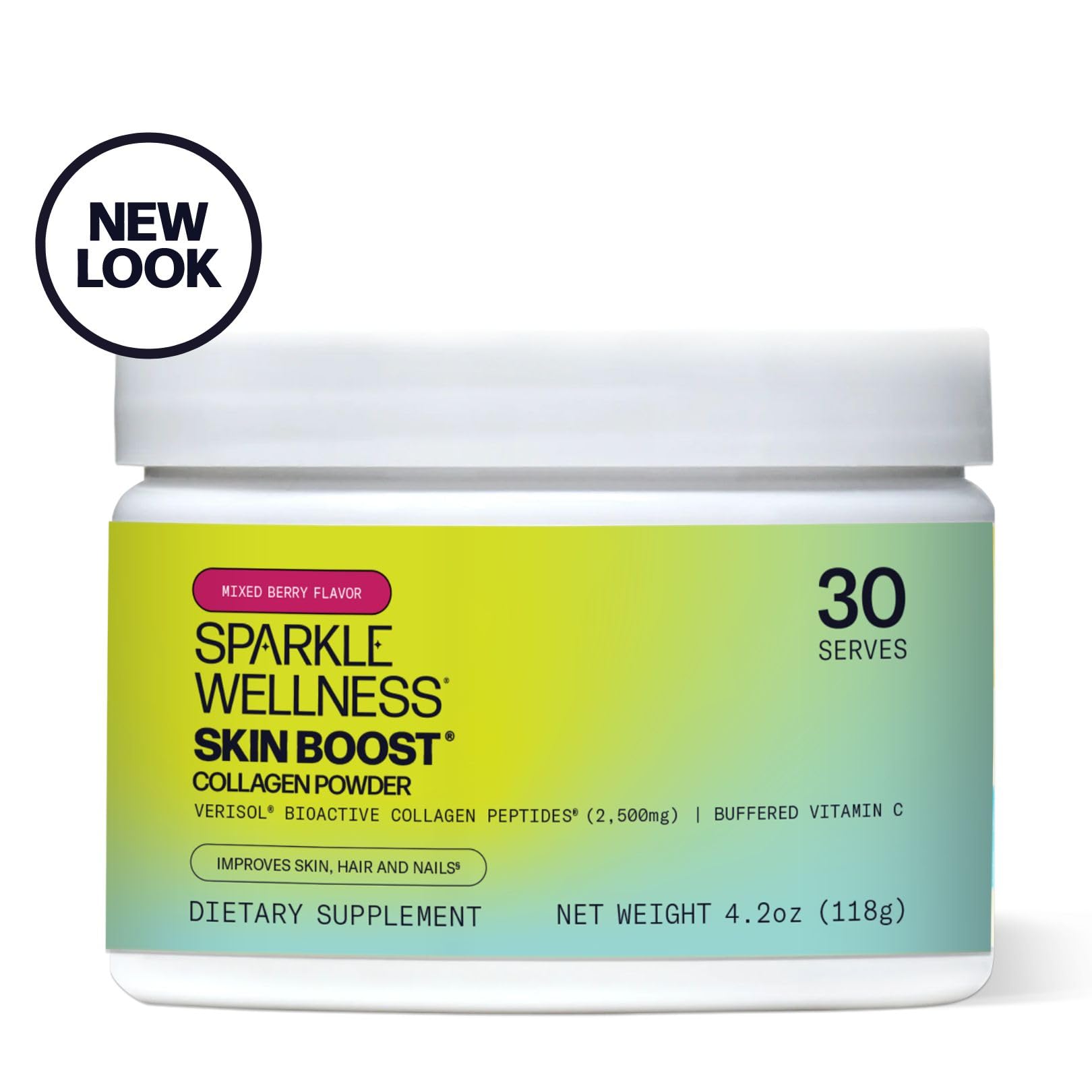 Sparkle Skin Boost Mixed Berry Collagen Peptides Powder - 30 Servings with Verisol Collagen & Vitamin C for Glowing Skin | Anti-Aging Supplement for Smooth Skin & Hydration | Perfect for Post-Workout Recovery & Daily Beauty Routine