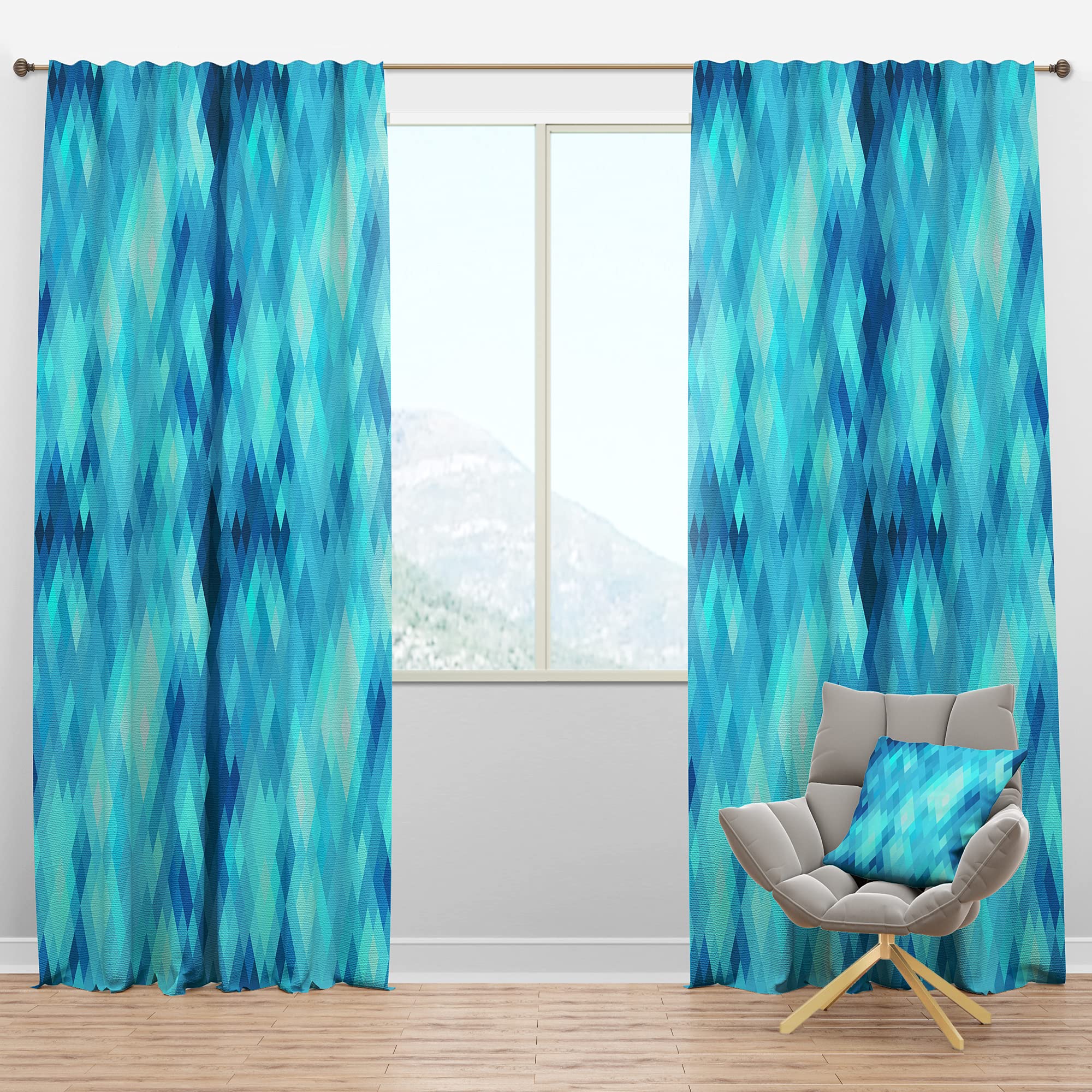 DesignQ Blackout Curtains - Abstract Geometric Pattern with Rhombus - Thermal Insulated Bedroom & Living Room Drapes - Single Panel 52x120 Inches - Perfect for Light Blocking, Privacy & Temperature Control in Home, Office or Nursery