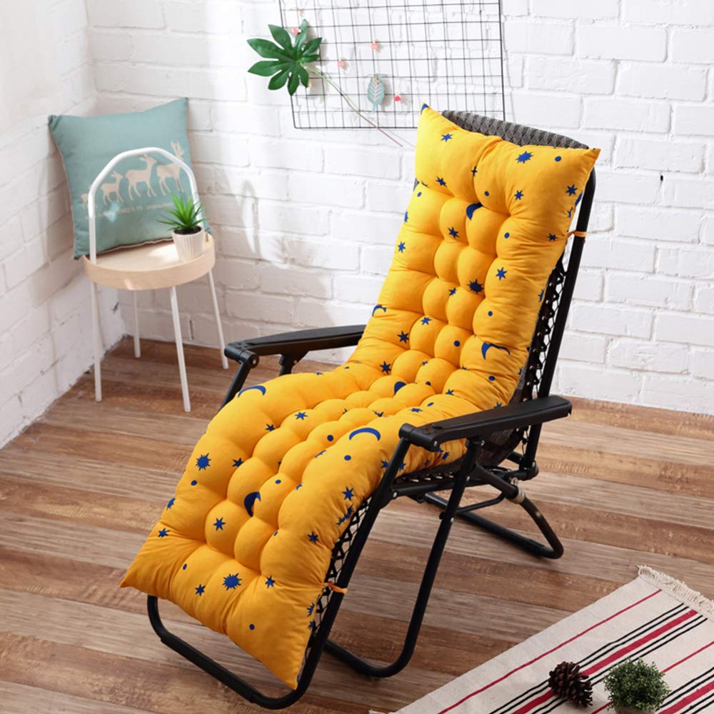 Thick Double-Sided Folding Moon & Star Printed Chair Cushion - 48x160cm - Soft Office & Home Seat Pad for Winter Comfort (Orange) - Perfect for Nap, Reading & Relaxing in Autumn & Winter