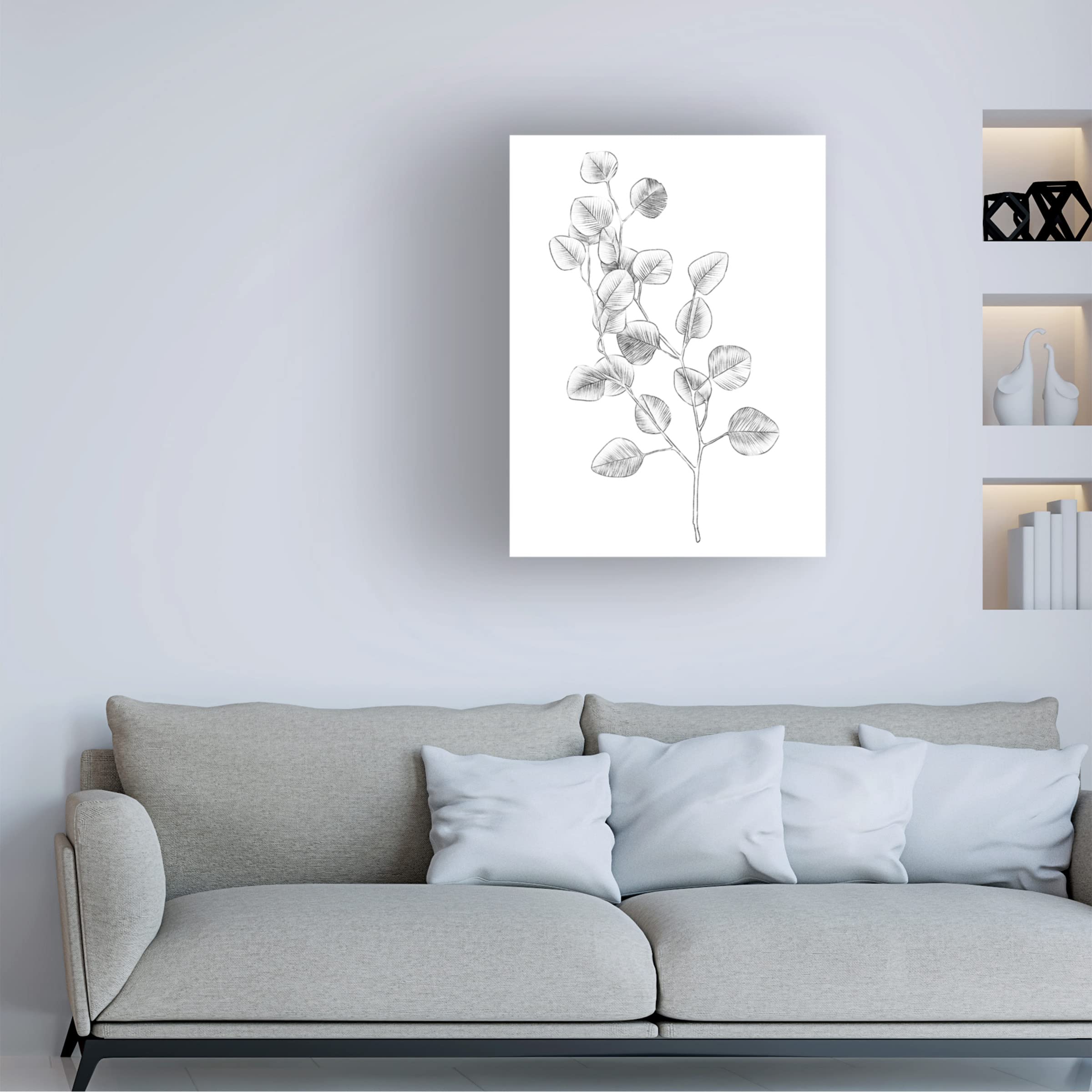 Emma Scarvey 'Eucalyptus Sketch IV' Canvas Wall Art Print - Modern Botanical Home Decor for Living Room, Bedroom & Office