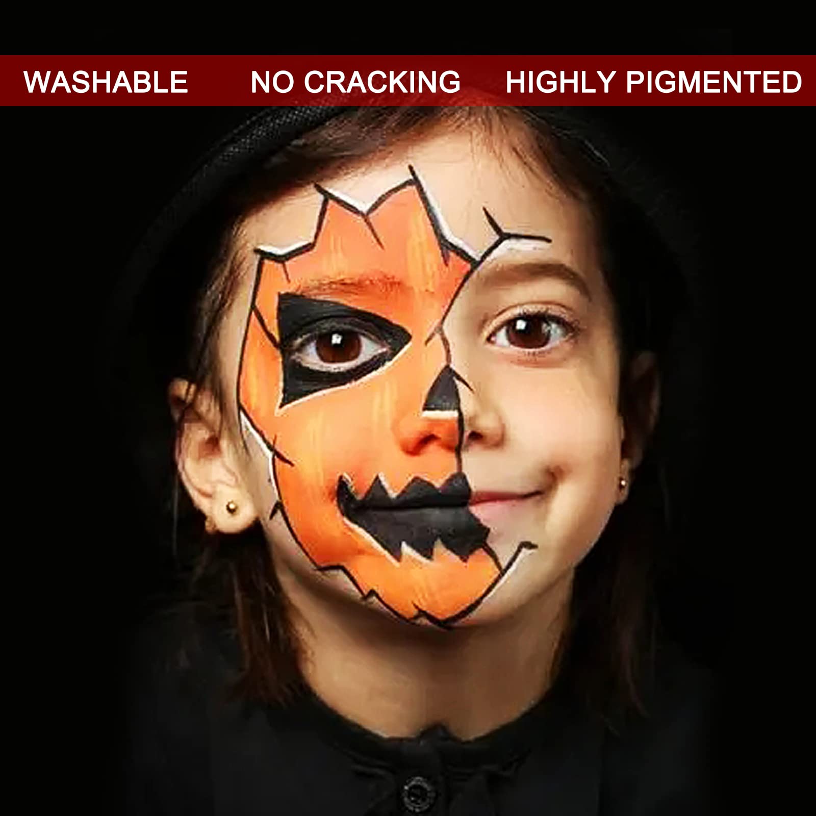 MEICOLY Orange Cream Face & Body Paint - 2.37Oz Large Tube, Water-Based Washable, Non-Toxic Makeup for Adults & Kids | Halloween Pumpkin SFX, Cosplay, Face Painting | Perfect for Costume Parties, Theater & Special Effects