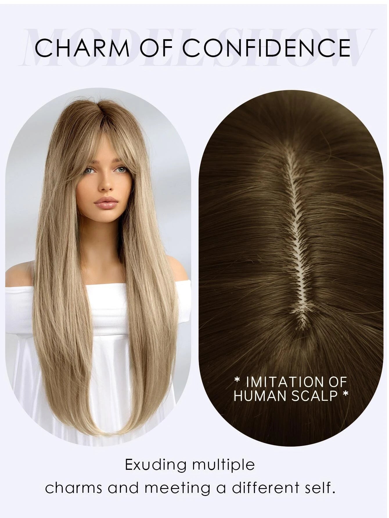 Straight Synthetic Hair Wig with Bangs - Natural Look & Comfortable Wear for Cosplay, Halloween, and Daily Fashion