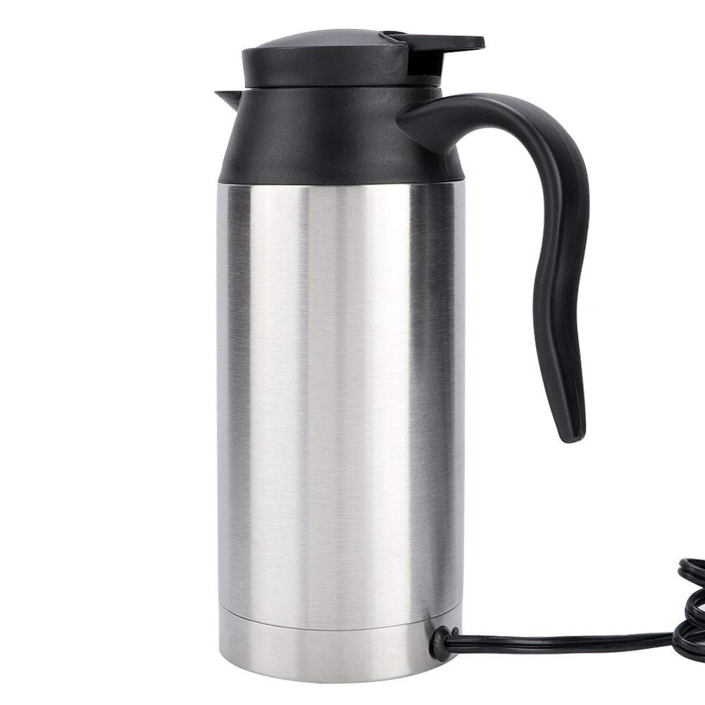 24V Electric Travel Kettle - 750ml Stainless Steel Car Heating Mug for Coffee & Tea | Perfect for Road Trips, Camping & Office Commutes