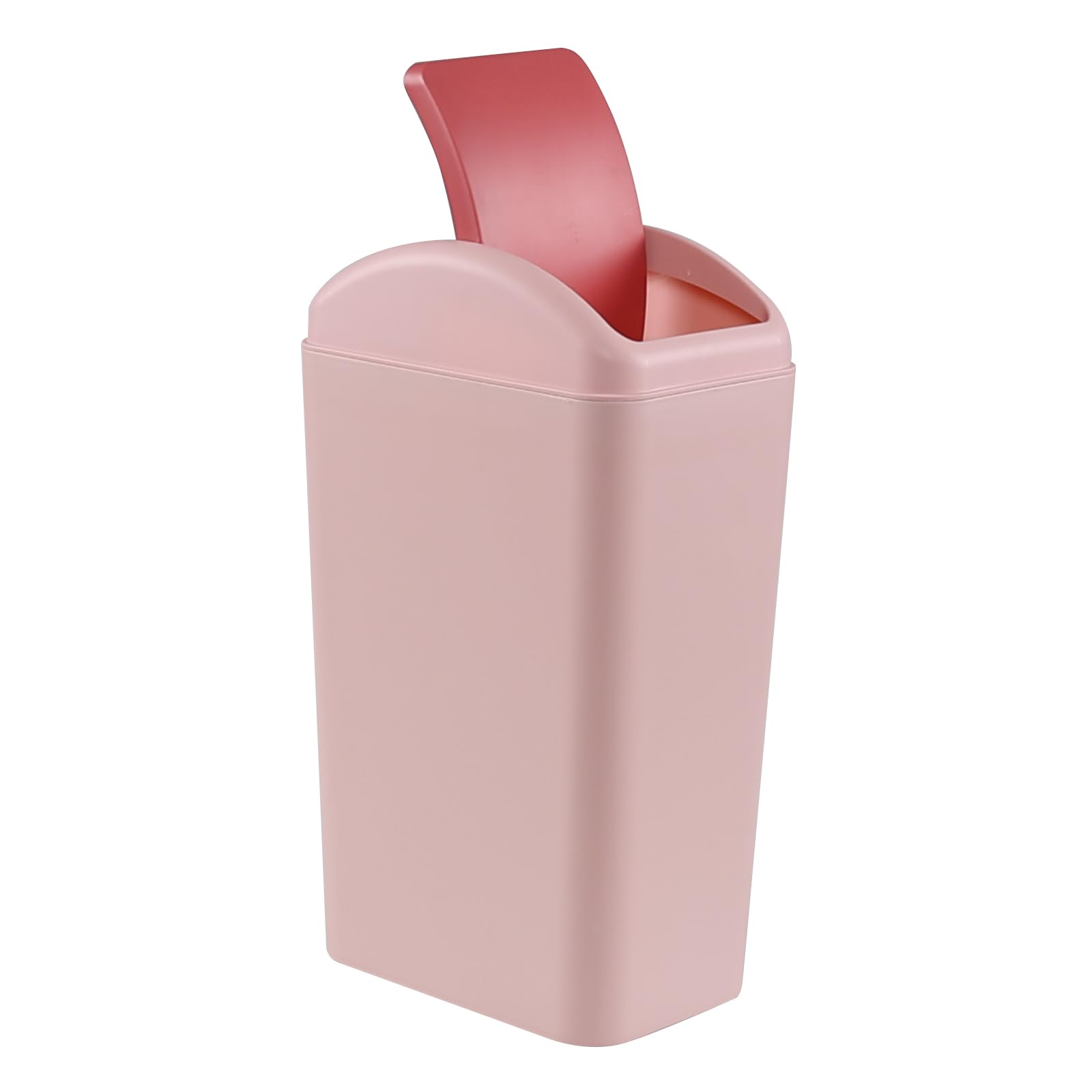 3 Gallon Swing-Top Trash Can with Lid - Durable Plastic Waste Bin in Pink - Perfect for Bathroom, Kitchen, Office & Dorm Room Organization