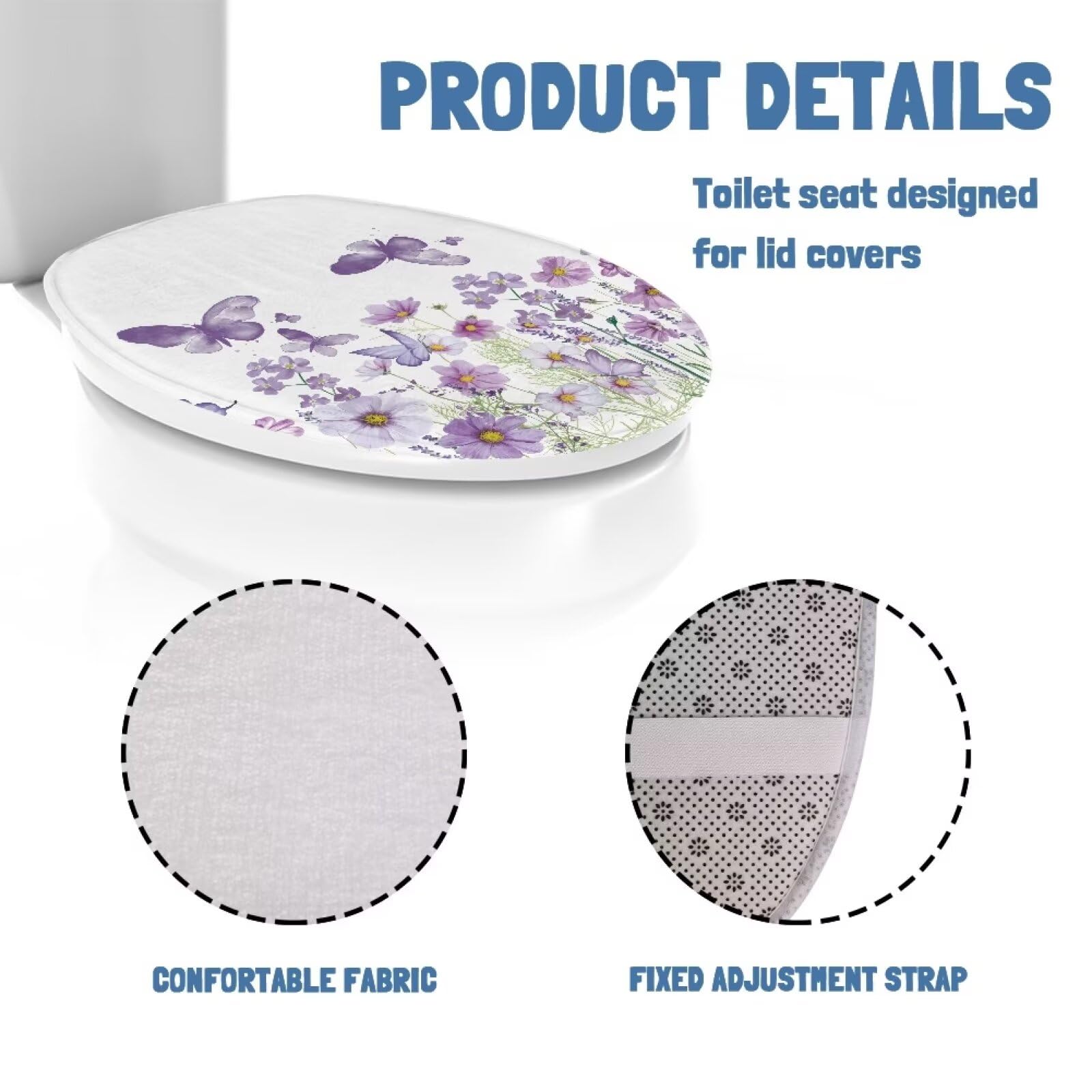Soft Absorbent Purple Toilet Seat Cover - Aesthetic Elongated Toilet Lid Cover for Bathroom Decor, Fits Most Standard Toilets - Perfect for Home, Hotel & Spa Bathroom Accessories