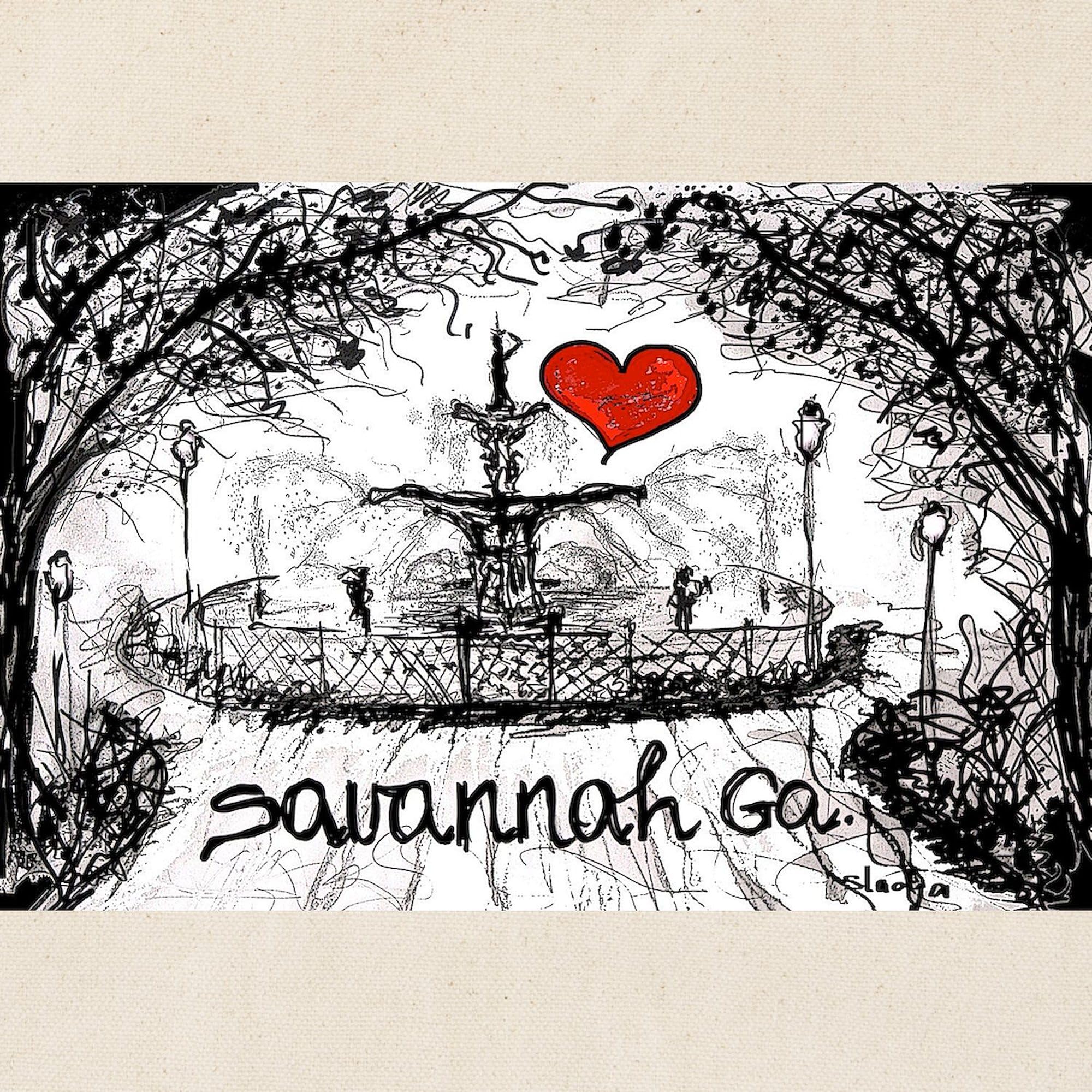 I Love Savannah GA Tote Bag - Natural Canvas Reusable Shopping Bag for Groceries, Beach & Travel