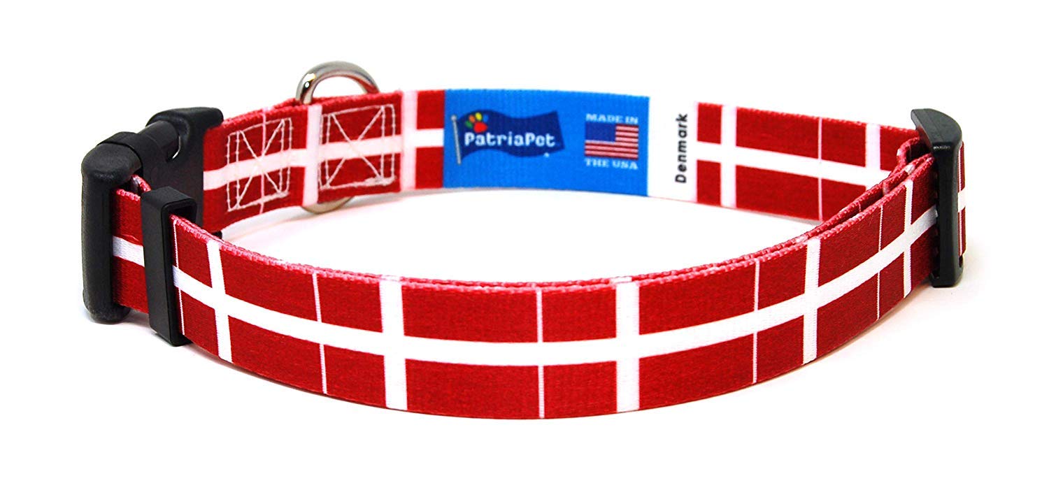 **Denmark Flag Dog Collar with Quick-Release Buckle – Made in USA for Small & Medium Dogs – Perfect for Walks, Training & Patriotic Pet Fashion**