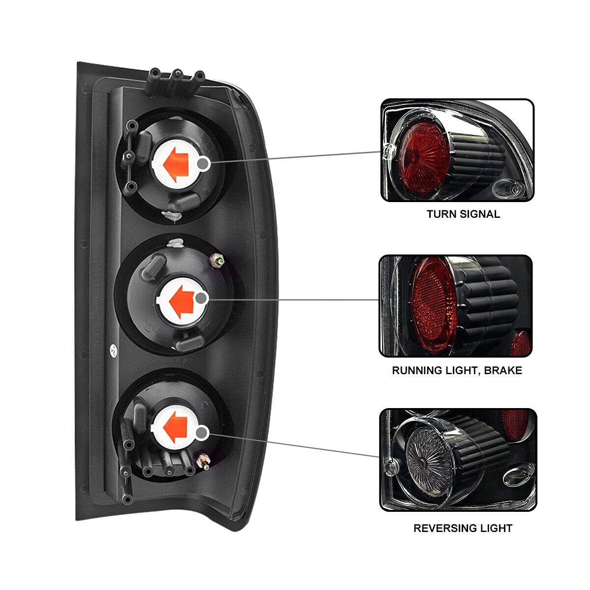 ROXX Black Housing Clear Lens Altezza Tail Light Assembly Pair for 2001-2004 Toyota Tacoma - Replacement for Driver & Passenger Side - Enhances Style & Night Visibility for Off-Road & City Driving