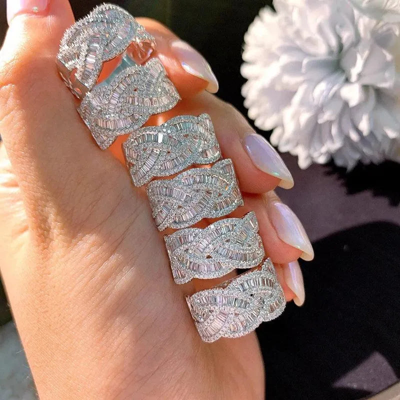 18K White Gold 0.65CT Real Diamond Hemp Flower Ring for Women - Luxury Fine Jewelry, Fashion Gift for Birthday, Anniversary & Special Occasions (Wedding, Party, Valentine's Day)