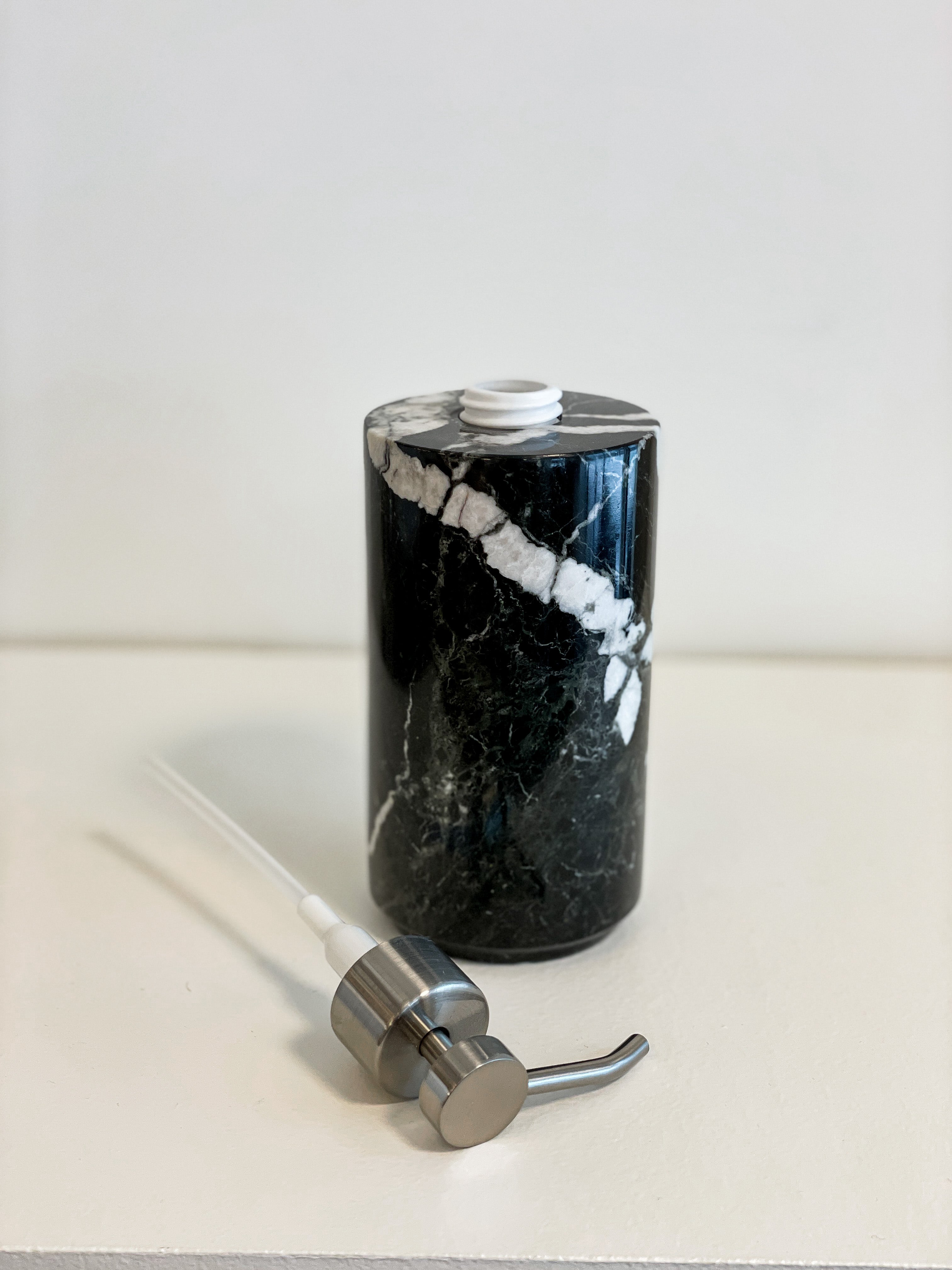 Black Zebra Marble Soap Dispenser - Elegant Bathroom Decor for Modern Homes | Perfect for Kitchen, Bathroom, and Guest Washroom