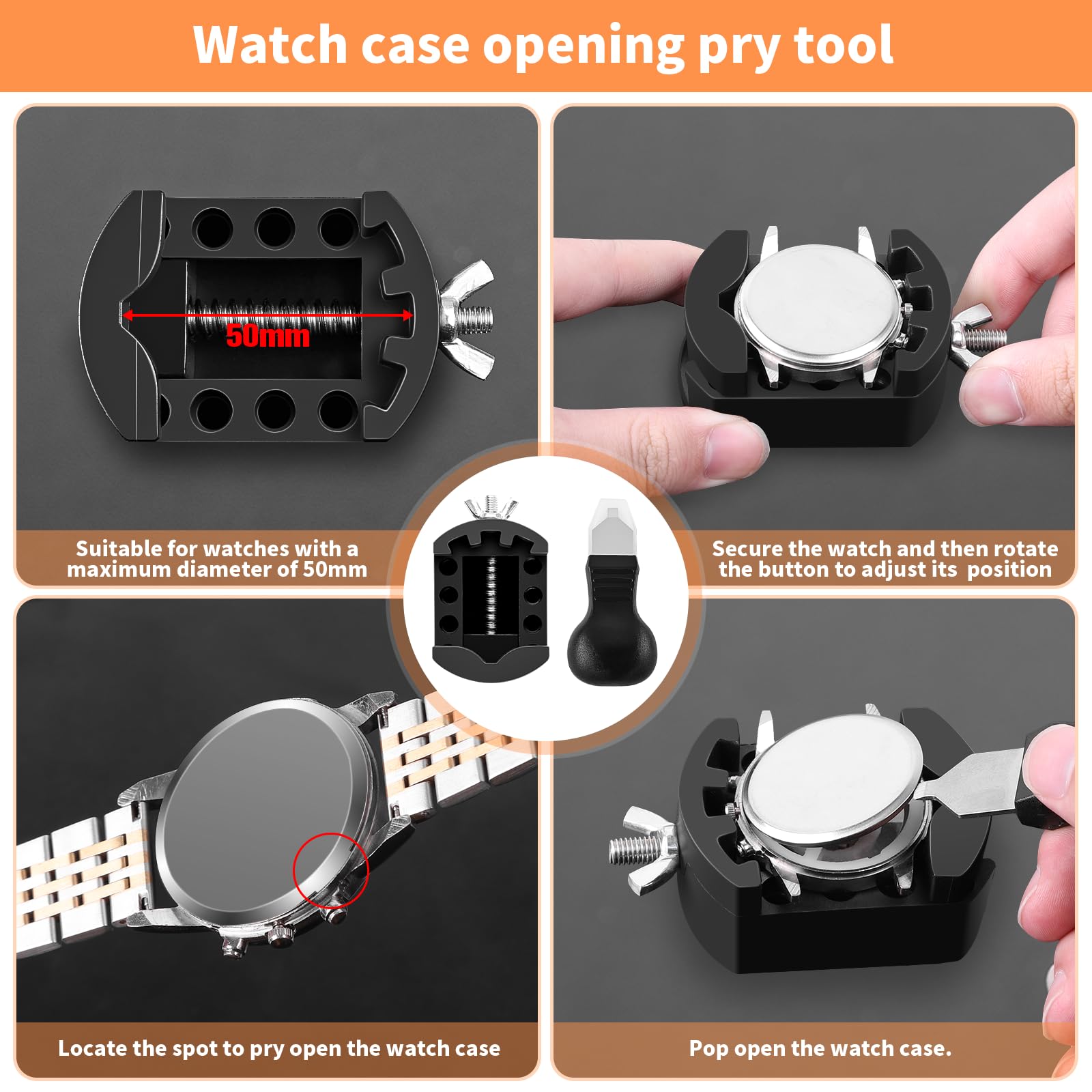 BYNIIUR Professional Watch Battery Replacement Tool Kit - Watch Opener, Wrench & Back Remover for Watch Repair - Complete Watch Battery Changing Kit with Case Opener Tools (Ideal for DIY Watch Repair & Maintenance at Home)