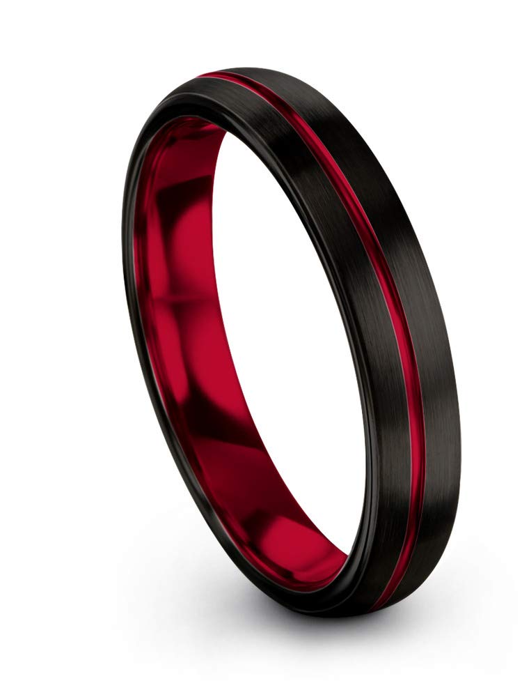 Tungsten Carbide Wedding Band Ring for Men & Women - 4mm Blue, Black, Grey Center Line Dome, Brushed & Polished Finish - Custom Engraved Anniversary & Engagement Ring - Perfect for Weddings, Proposals & Special Occasions