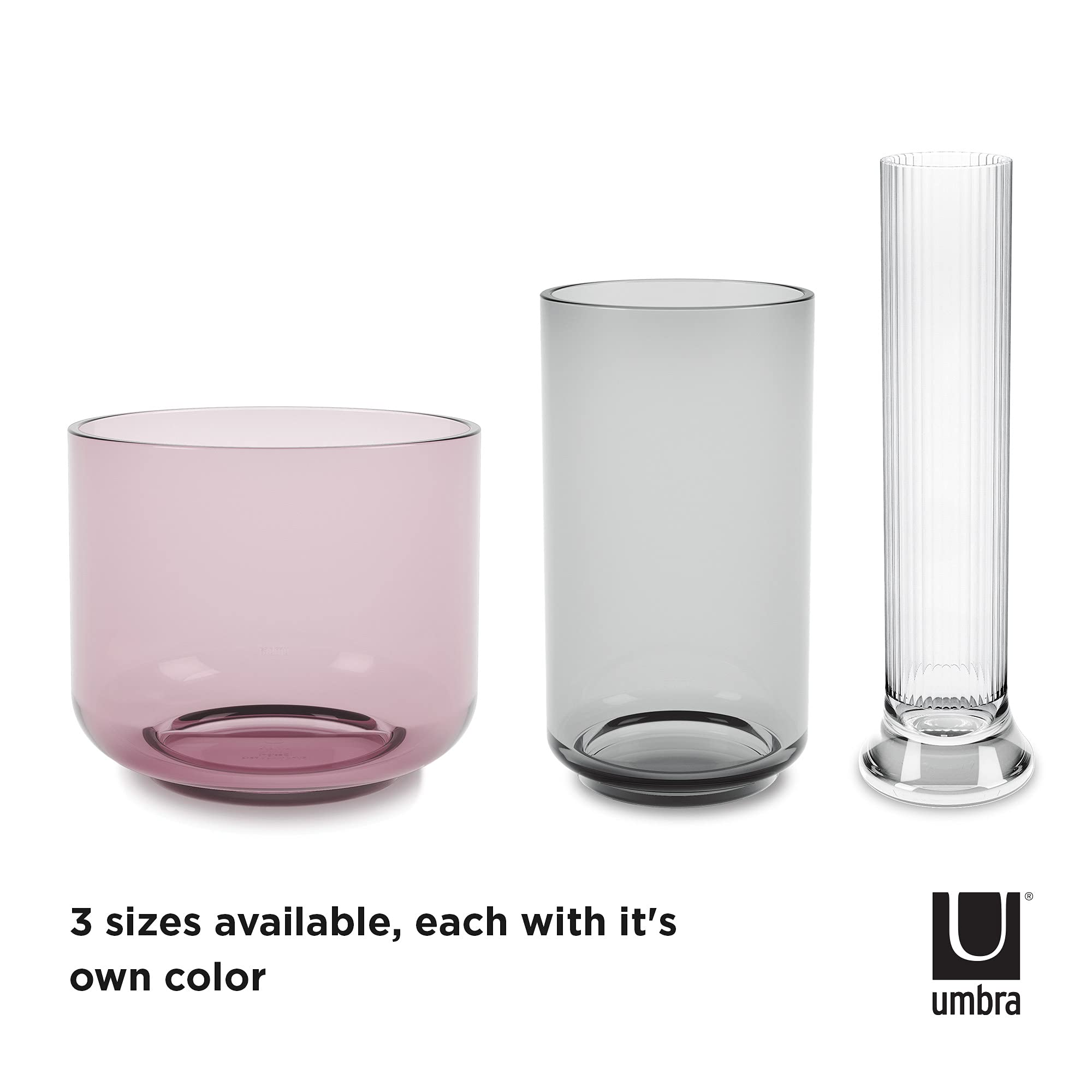 Umbra Layla Vases Set of 3 - Modern Decorative Glass Vases for Home Decor, Wedding Centerpieces & Floral Arrangements
